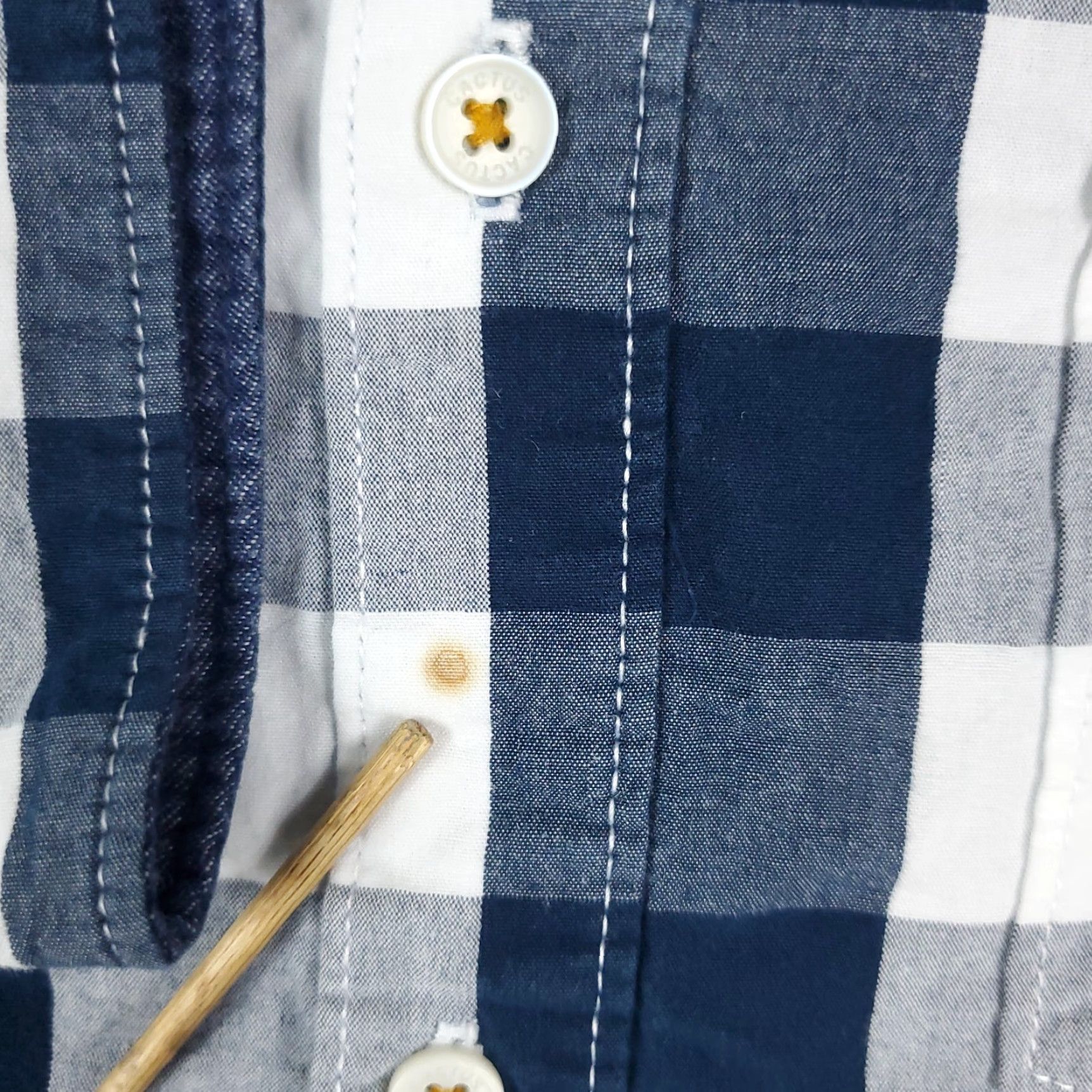 Vintage Cactus Shirt Slim Fit Button-Up Long Sleeve Blue Check Adult M Blue Cotton Mens Size US M / EU 48-50 / 2 - 3 Thumbnail