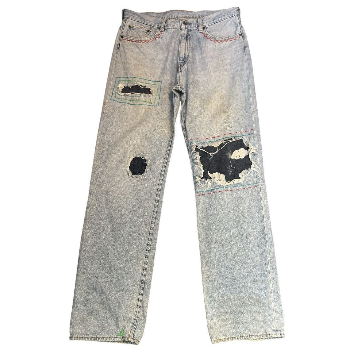 14th Addiction Vintage Destroyed Levis 502 Denim Sashiko Custom Grunge Jean Size US 36 / EU 52 - 1 Thumbnail