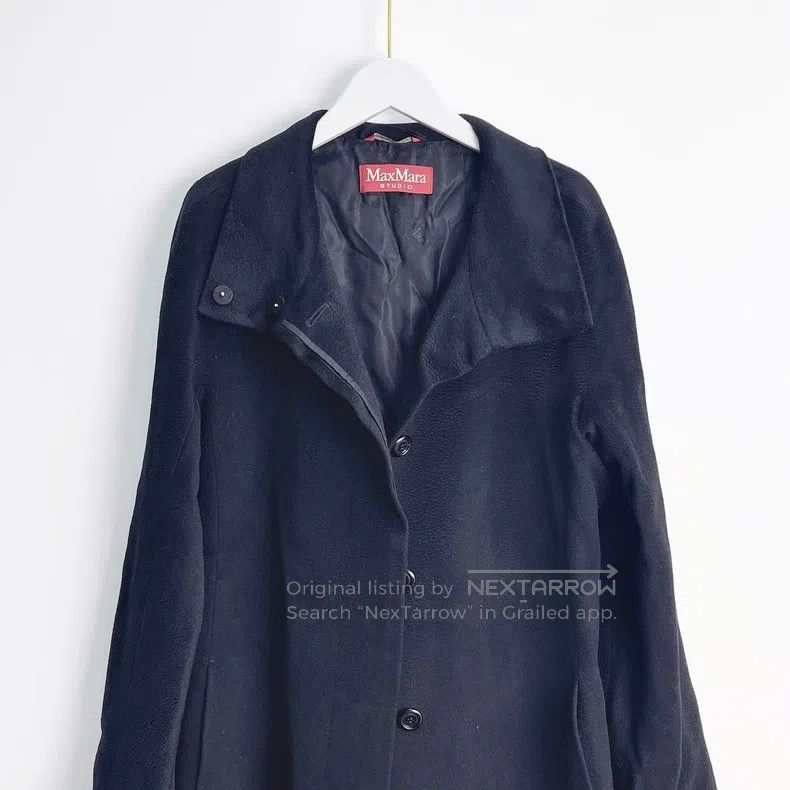 Max Mara Max Mara Black Lapel Long Wool Coat Size M / US 6-8 / IT 42-44 - 3 Thumbnail