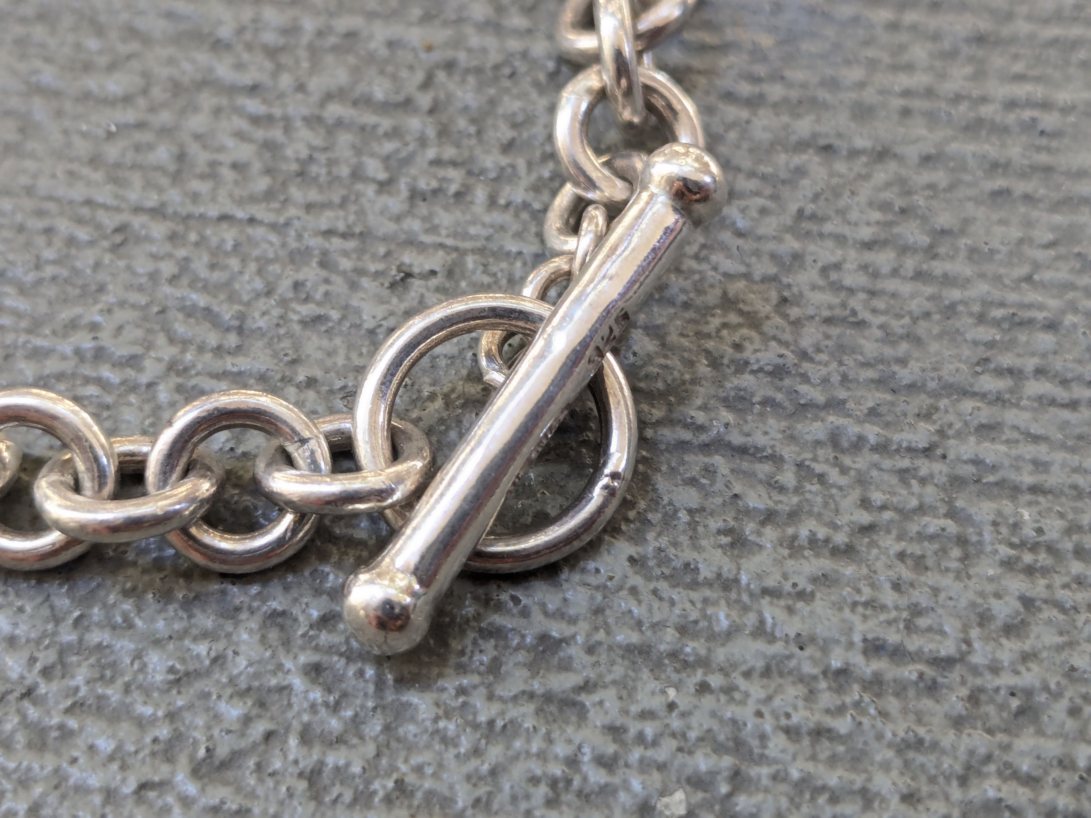 Jewelry Vintage Sterling Silver Bracelet Rolo Round 7.5" Chain Link Size ONE SIZE - 6 Thumbnail