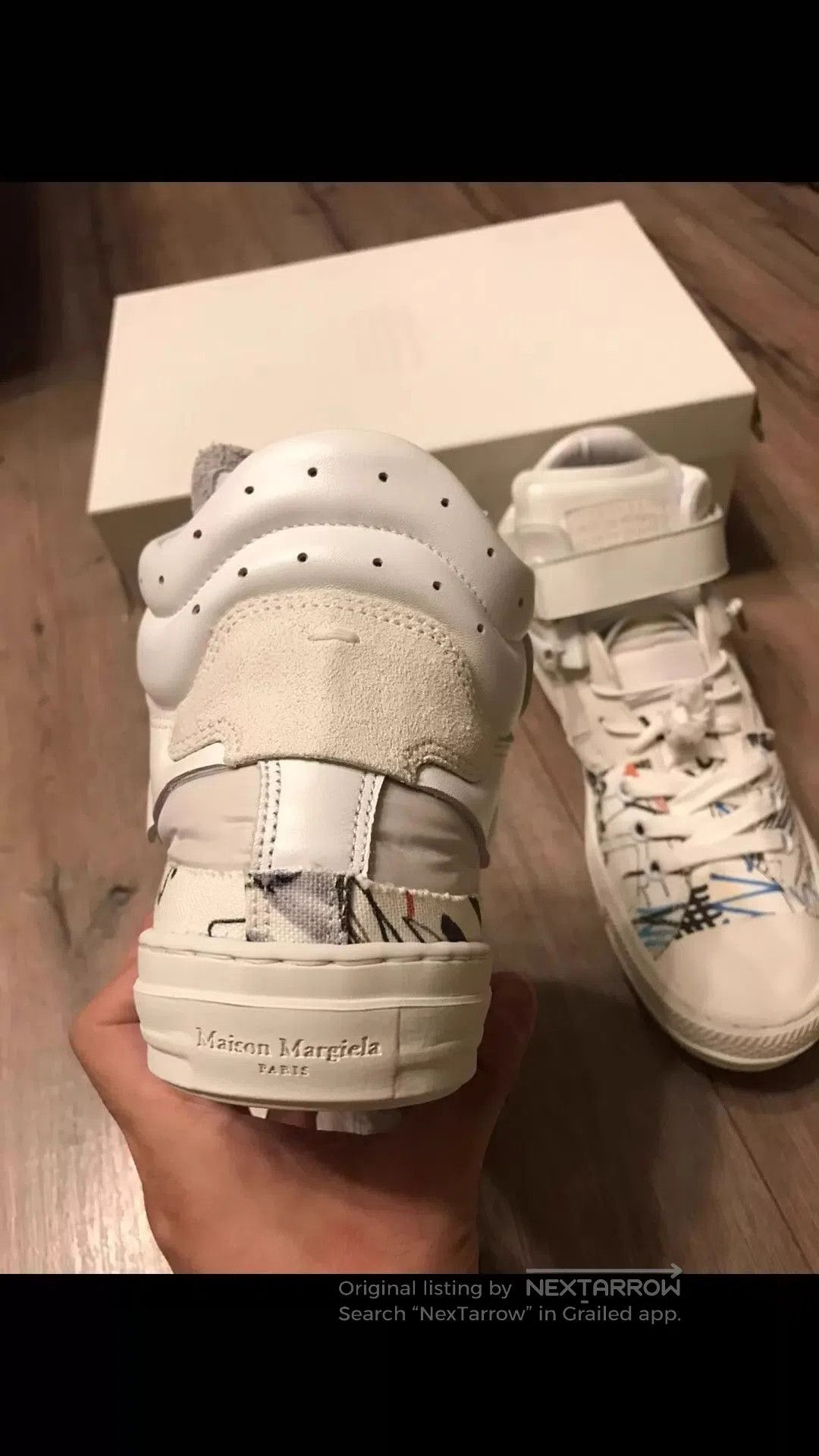 MM6 White High-Top Sneakers with Abstract Art Design Size 9. Size US 9 / EU 42 - 3 Thumbnail