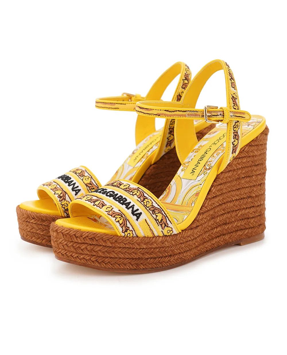 Dolce & Gabbana o1s22i1n1024 Maiolica Embroidered Wedge Sandals Multicolor Size US 6 / IT 36 - 2 Thumbnail