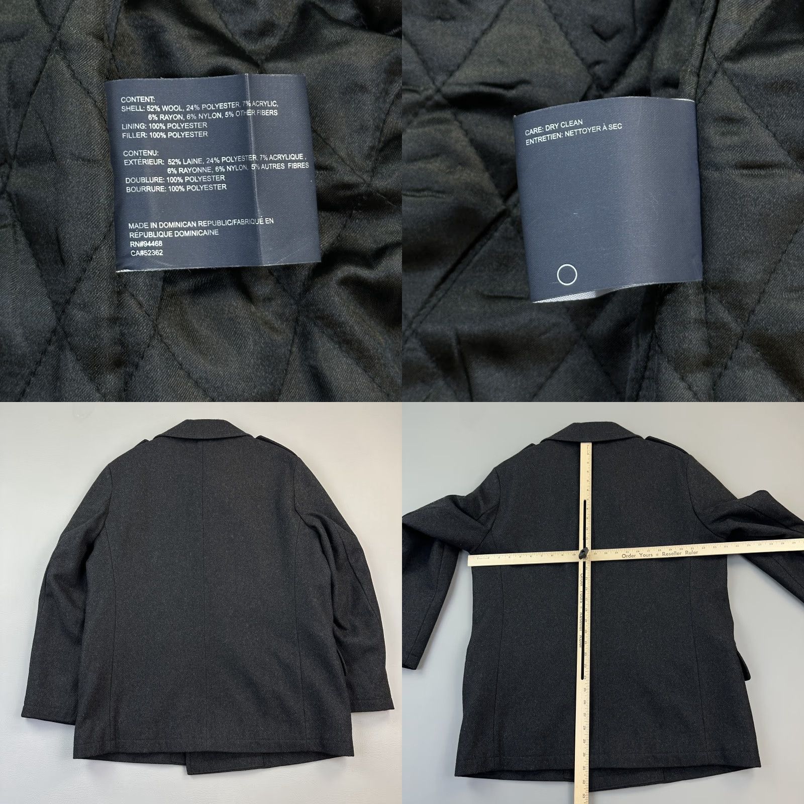 Nautica Nautica Peacoat Jacket Mens L Charcoal Wool Blend Quilt Lined Insulated Coat Size US L / EU 52-54 / 3 - 8 Thumbnail