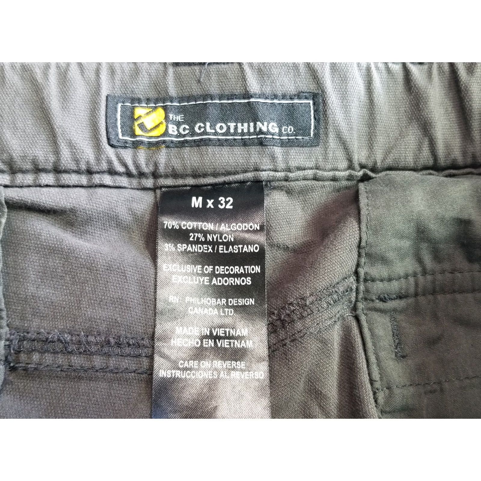 Vintage BC Clothing Mens Shorts Cargo Pocket Gray 32 Regular 8in Inseam Knit Cotton Nylon Lightweight Belted Breathable Zipper Pockets Travel Casual Size US 31 - 6 Thumbnail