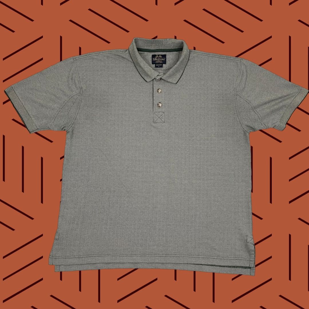 Vintage VINTAGE Willis & Geiger Polo Shirt Mens Large Green Herringbone Preppy Made in USA Size US L / EU 52-54 / 3 - 1 Thumbnail