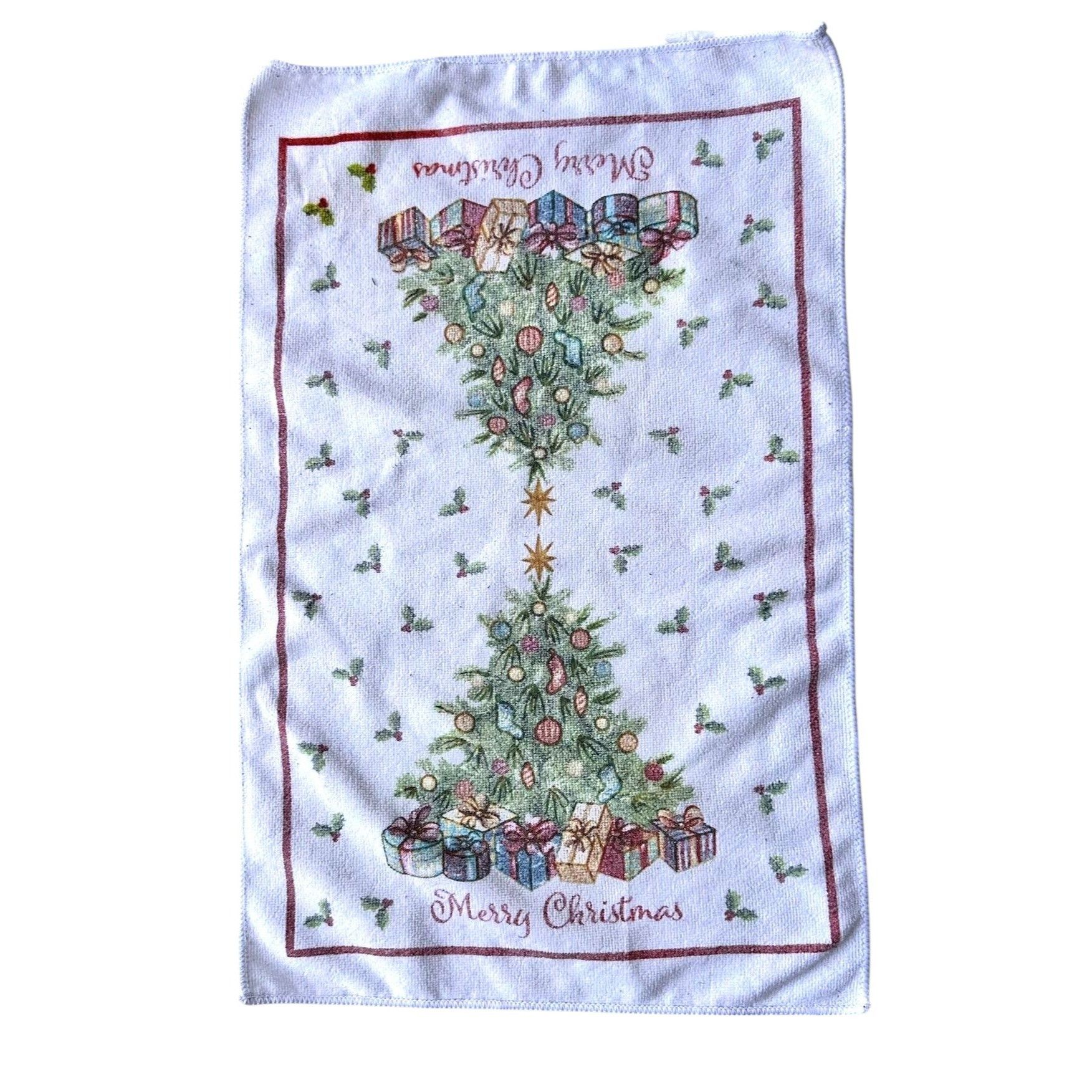 Vintage Vintage Kitchen Dish Hand Towel Christmas Tree Gold Flitter Size ONE SIZE - 7 Thumbnail