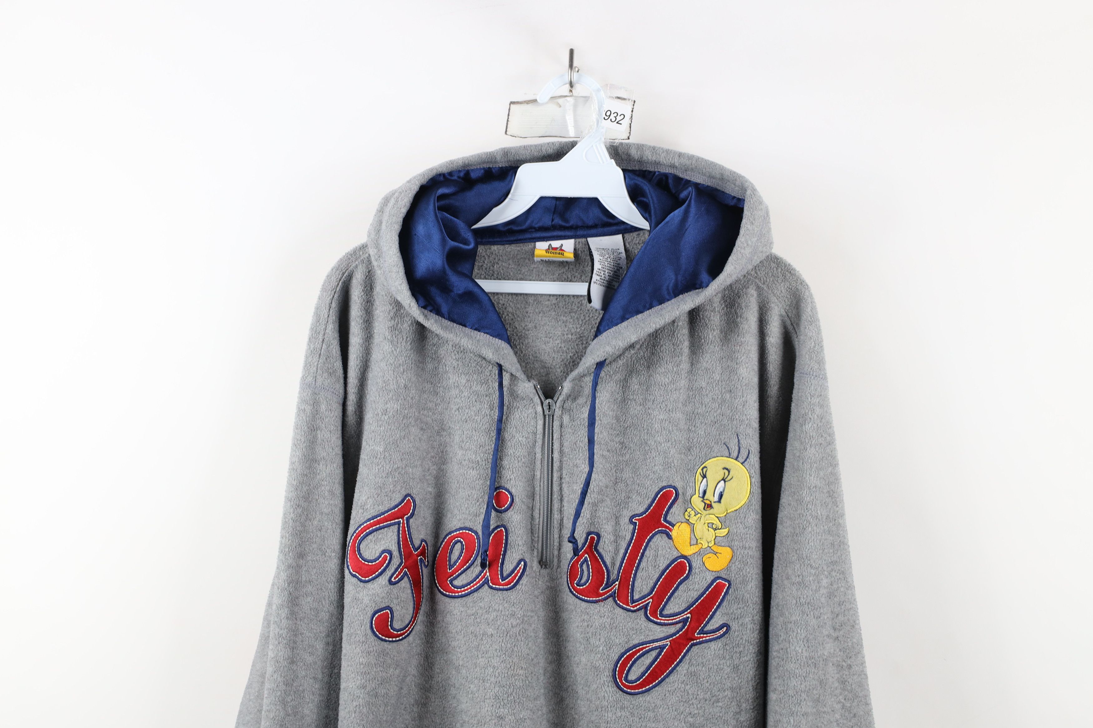 Vintage Vintage 90s Looney Tunes Feisty Tweety Bird Fleece Hoodie Size 4XL / US 24-26 - 2 Thumbnail