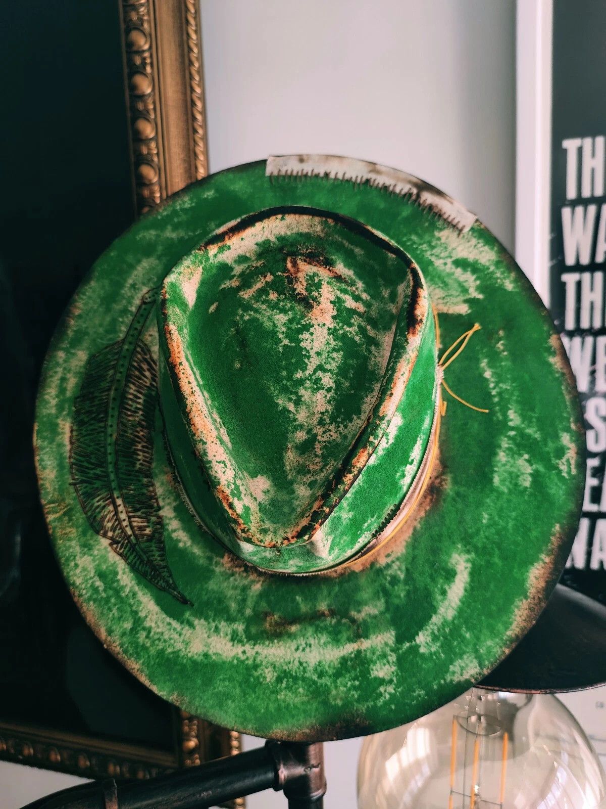 Other Share Fedora Hat Custom Felt Green Fouquet M 58cm 7 1/4 Size 32 - 4 Thumbnail
