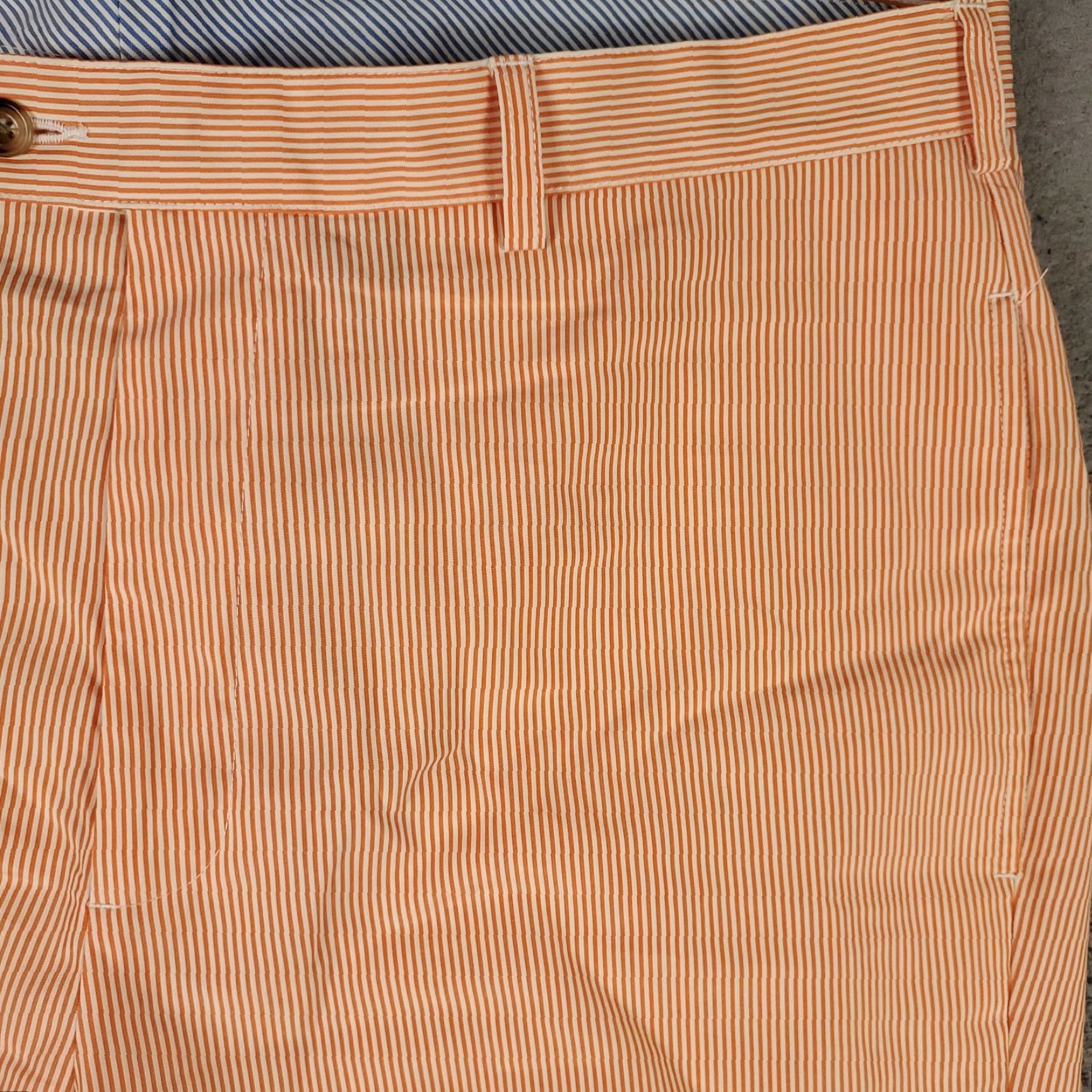 Vintage Donald Ross Shorts Mens Size 40 Orange Striped Polyester Golf Flat Front Chino Shirt Size US 40 / EU 56 - 3 Thumbnail