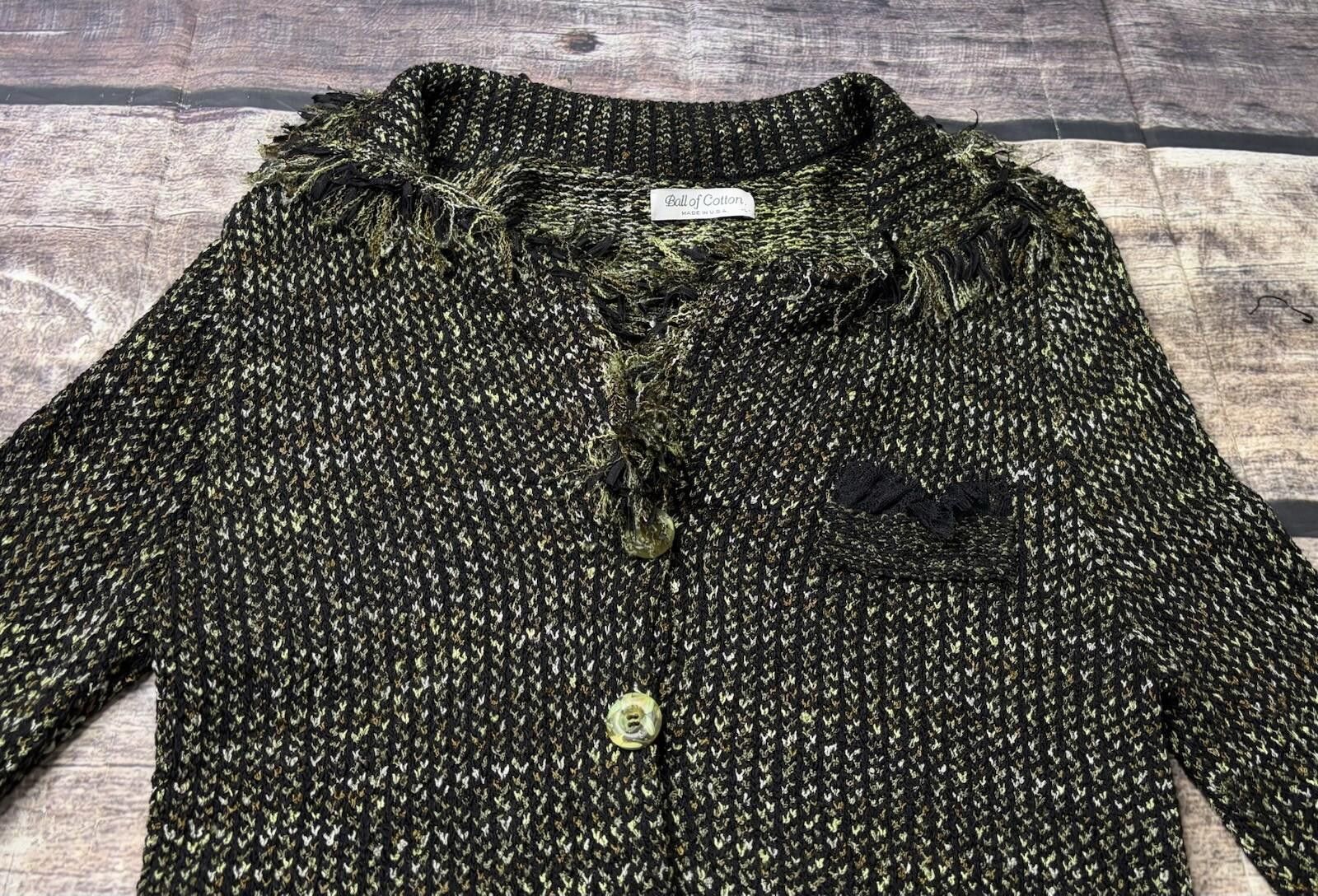 Other VTG Ball of Cotton Sweater Women Large Fringe Lace Trim Silk Size L / US 10 / IT 46 - 5 Thumbnail