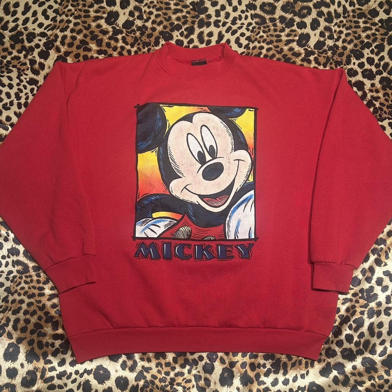 Disney × Vintage Vintage Mickey Mouse Mickey Disney Red Crewneck Sweatshirt Size US XL / EU 56 / 4 - 1 Thumbnail