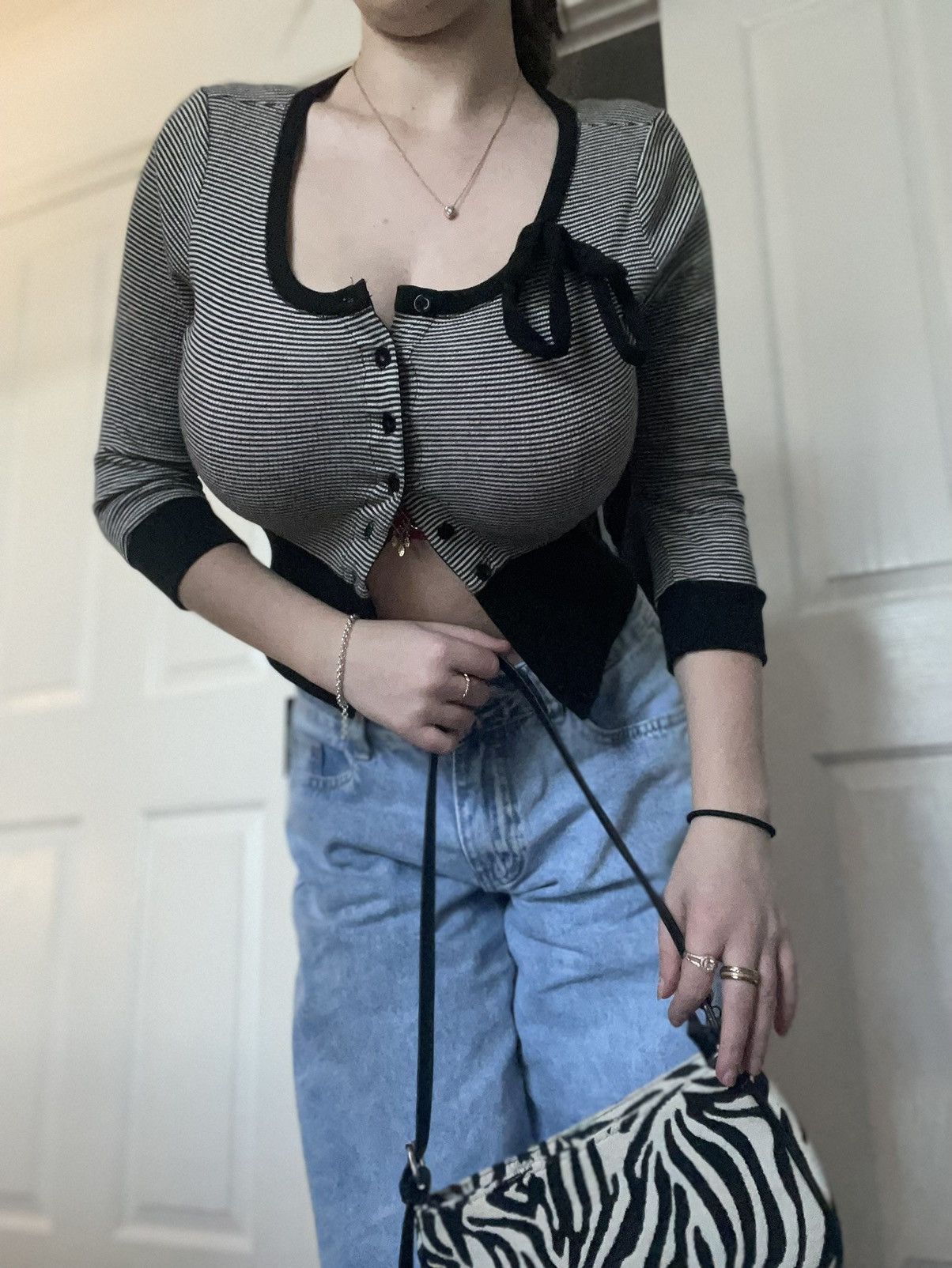 Vintage Black button up cropped cardigan Size XS / US 0-2 / IT 36-38 - 2 Thumbnail