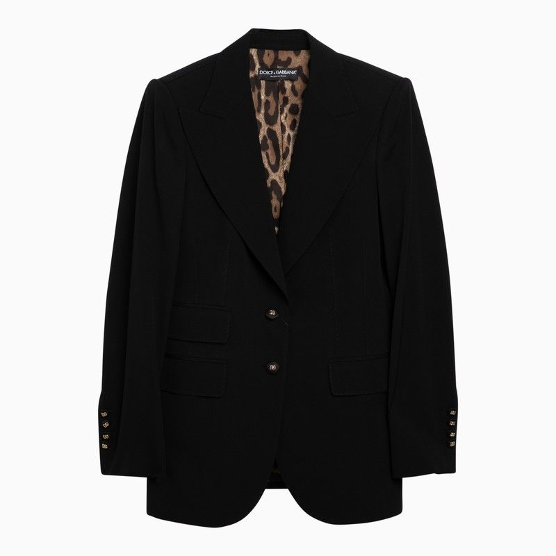 image of Dolce Gabbana Dolce&gabbana Turlington Single-Breasted Black Wool Jacket, Women's (Size XS)