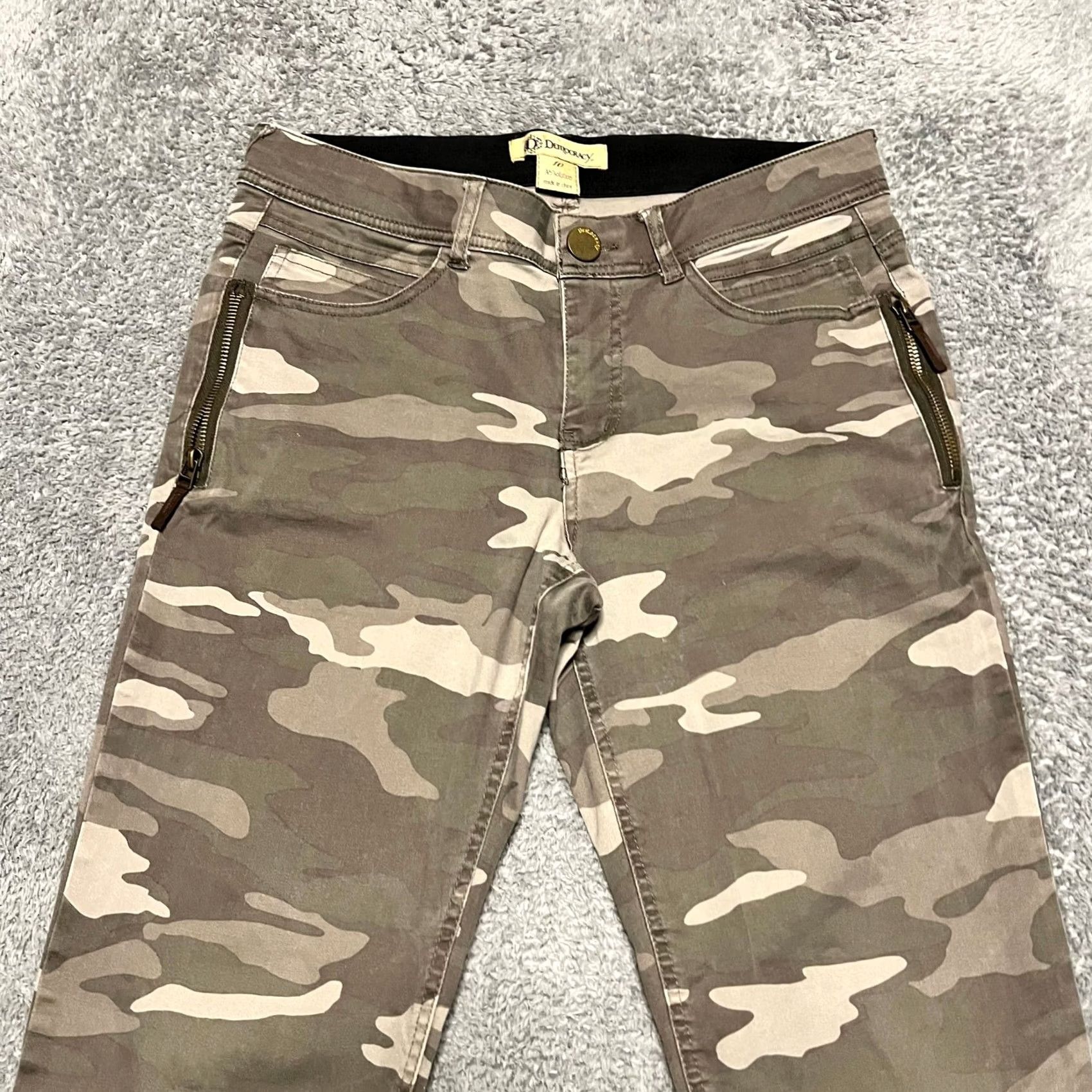 Vintage Democracy Pants Womens 10 Brown Gray Camo Ankle Stretch Zip Pocket 32x29 Womens Size 32" / US 10 / IT 46 - 2 Thumbnail