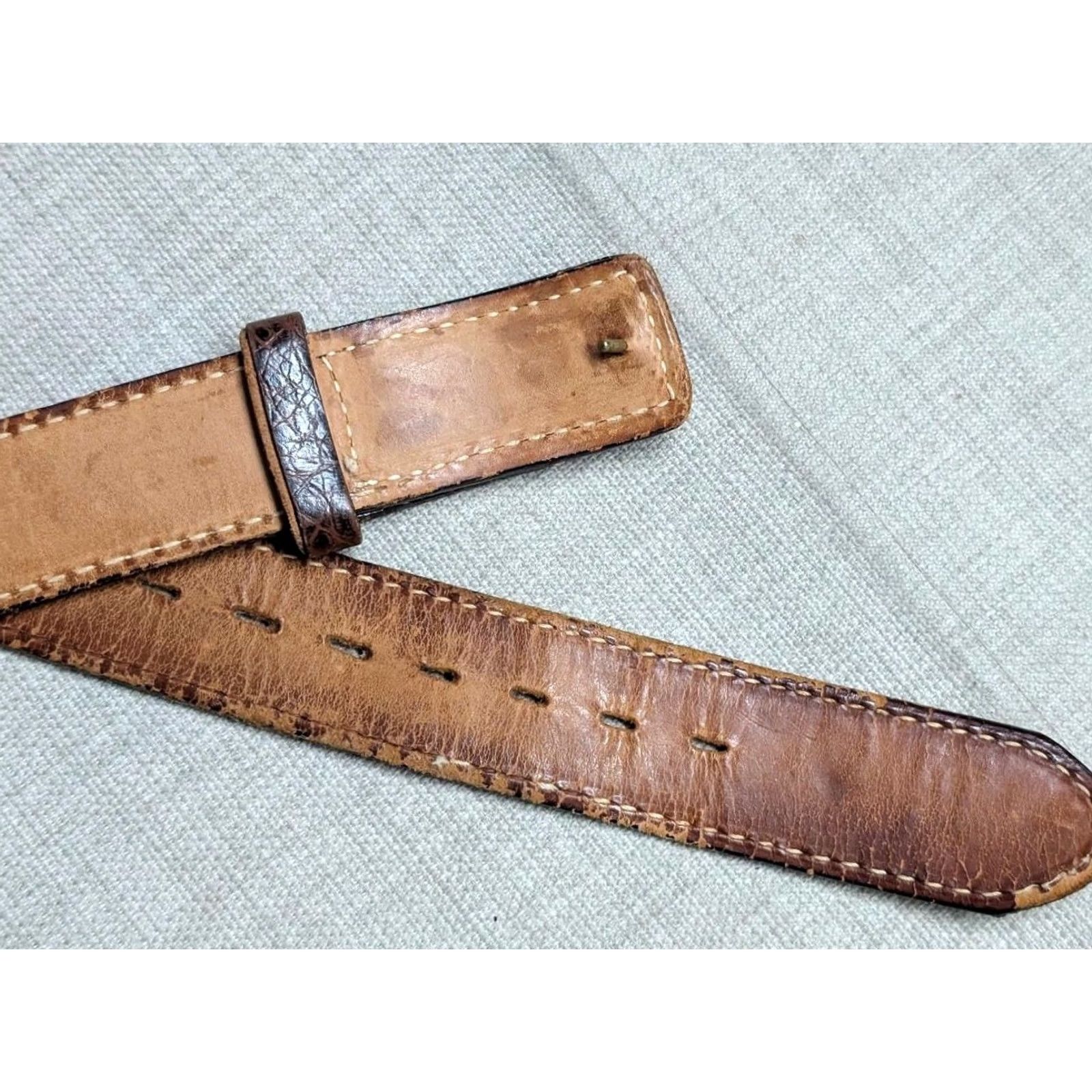 Vintage VINTAGE Justin belt Western belt 36 brown embossed sea turtle cowhide leather Mens Belt Size 36 - 7 Thumbnail