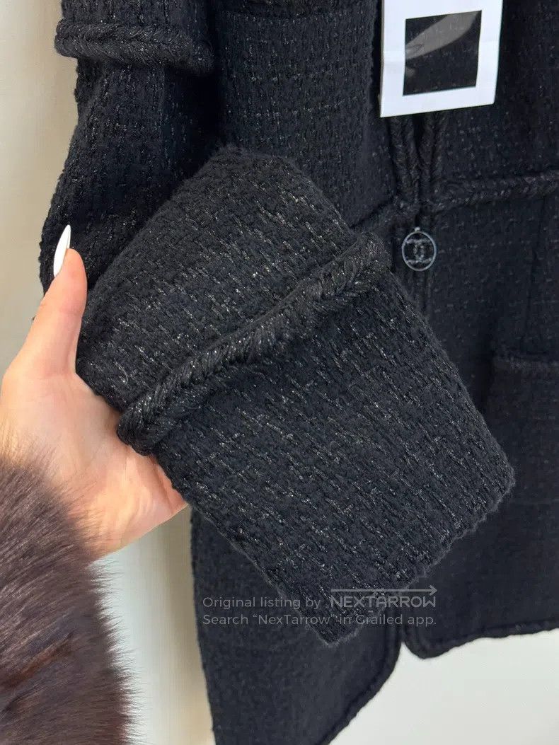Chanel Chanel Black tweed silk braided long coat Size XS / US 0-2 / IT 36-38 - 4 Thumbnail