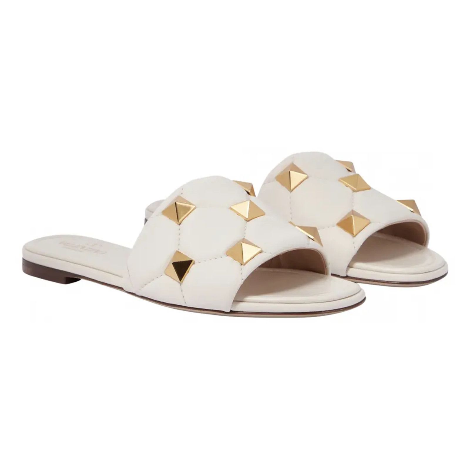 Valentino Valentino Rockstud Roman Stud Ivory Gold Leather Quilted Size US 5.5 / IT 35.5 - 1 Thumbnail