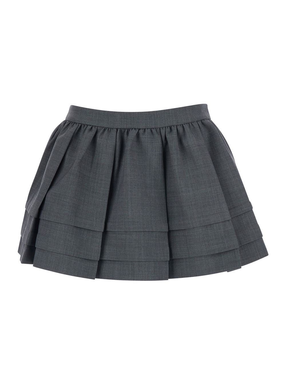 Shushu/Tong Gray 'Tuck Detail Pleated Skirt' with Pleats and Stripe Details in Wool and Polyester for Women Size 30" / US 8 / IT 44 - 1 Thumbnail