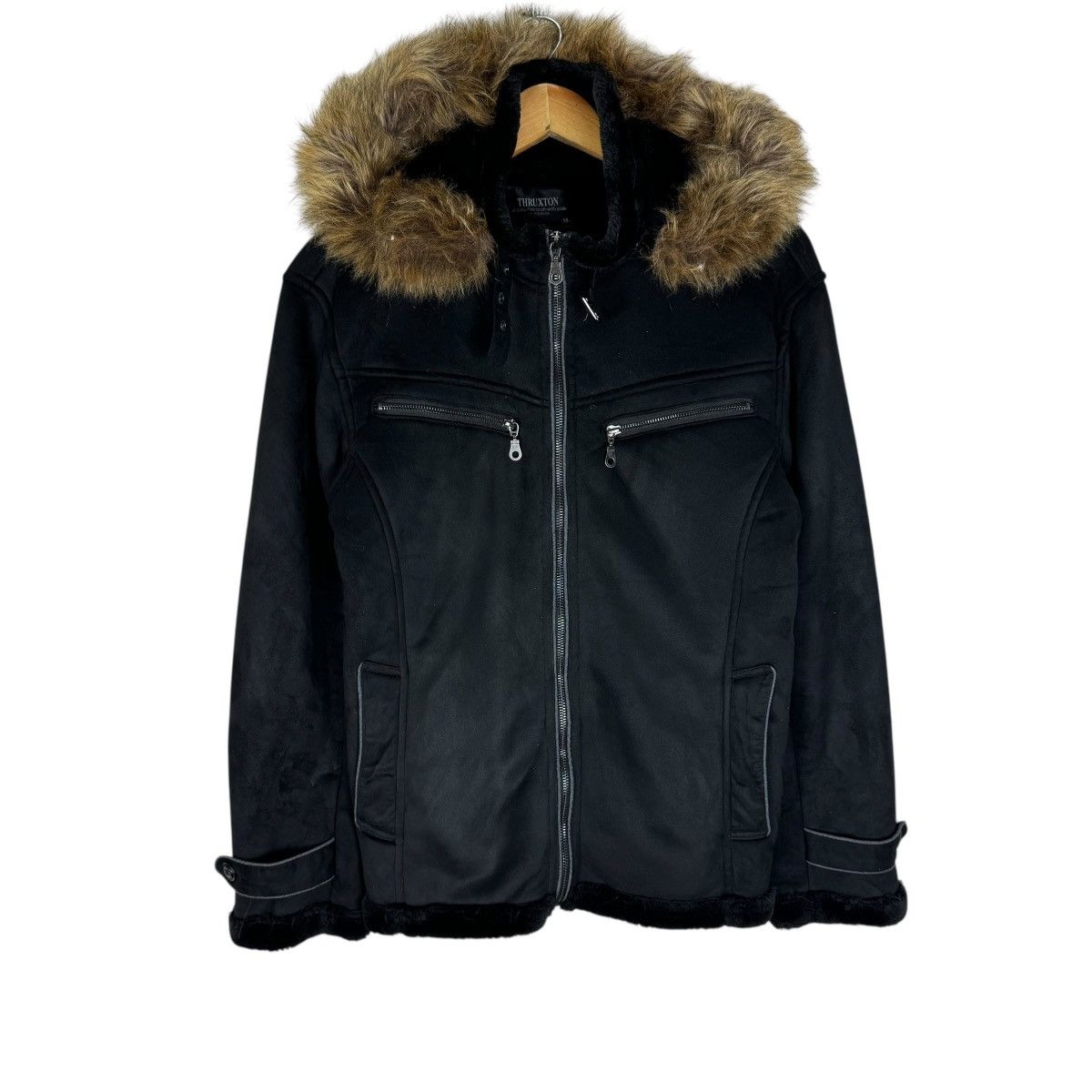 If Six Was Nine 🌟THRUXTON FUR HOODIE SYNTHETIC LEATHER JACKET Size M / US 6-8 / IT 42-44 - 1 Thumbnail