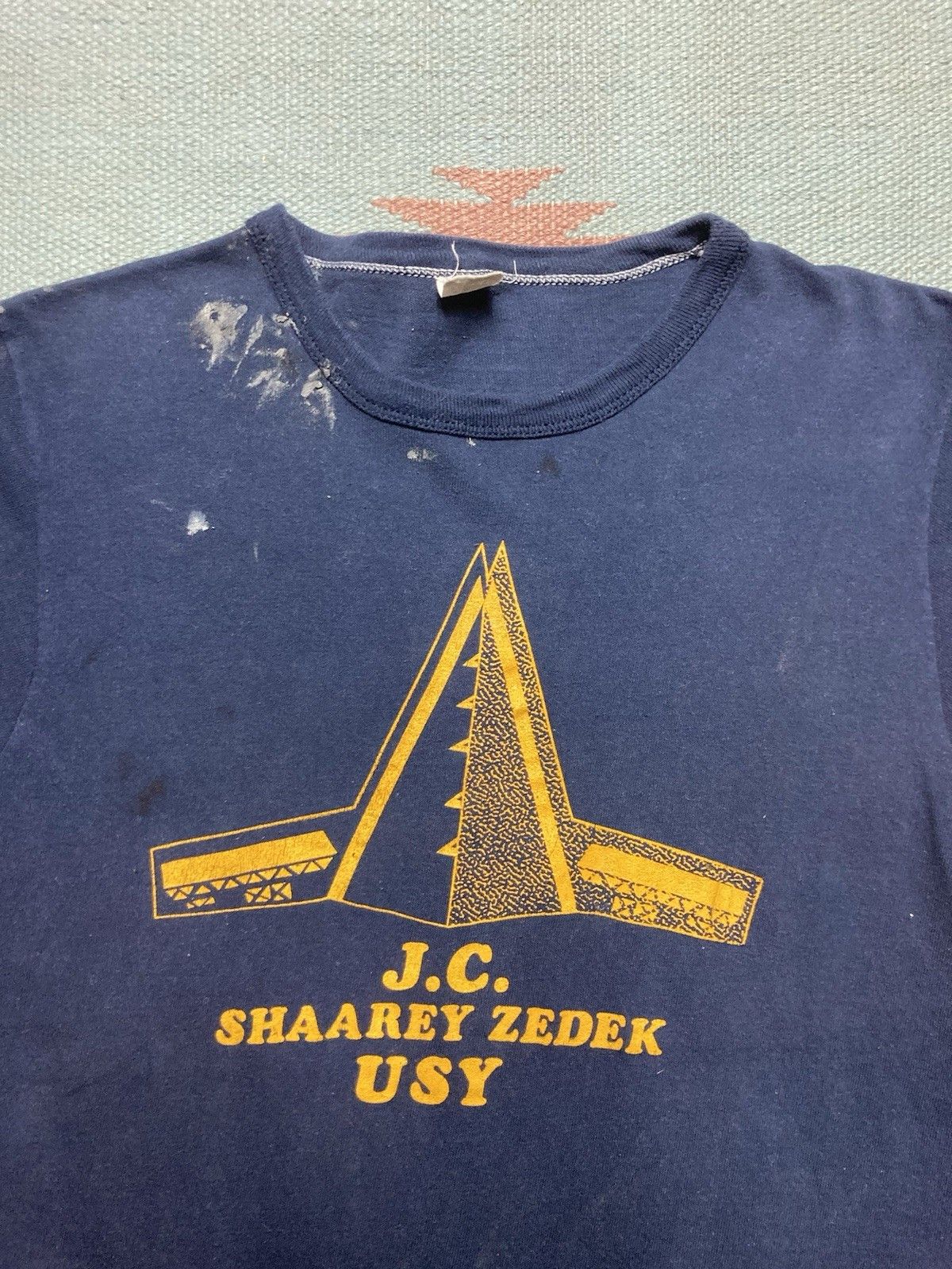 Vintage Vtg 70s t shirt shaarey zedek synagogue Judaism paint small Size US S / EU 44-46 / 1 - 5 Thumbnail