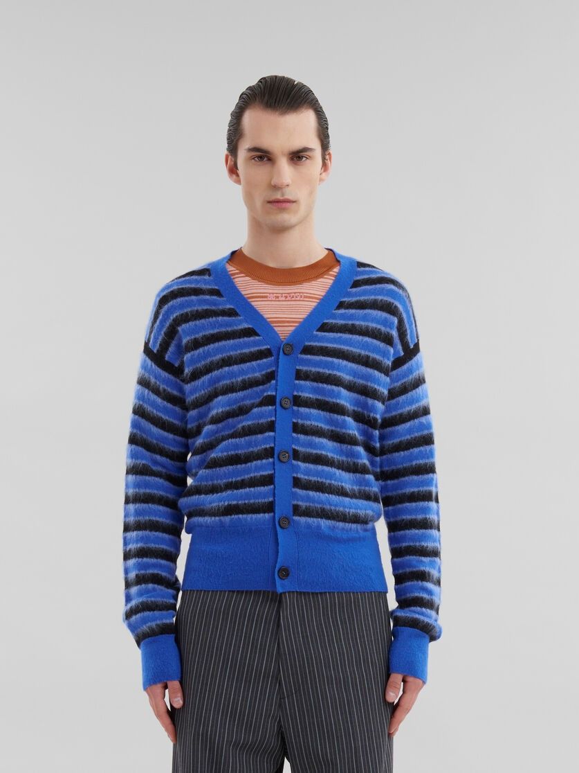 Marni o1w1db11125 Wool-Mohair Striped Cardigan in Blue Size US L / EU 52-54 / 3 - 2 Thumbnail
