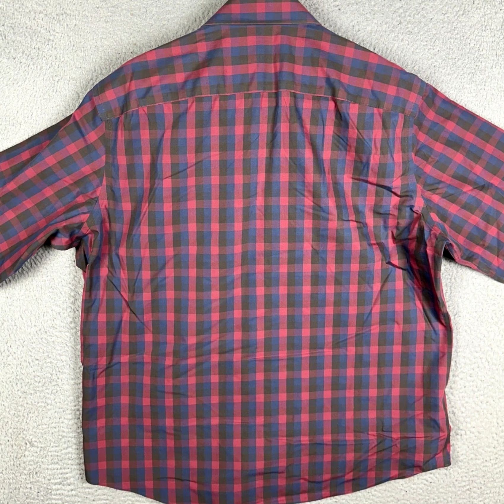 UNTUCKit UNTUCKit Shirt Mens XL Red Blue Buffalo Check Button Up Long Sleeve Pocket Casual Size US XL / EU 56 / 4 - 3 Thumbnail