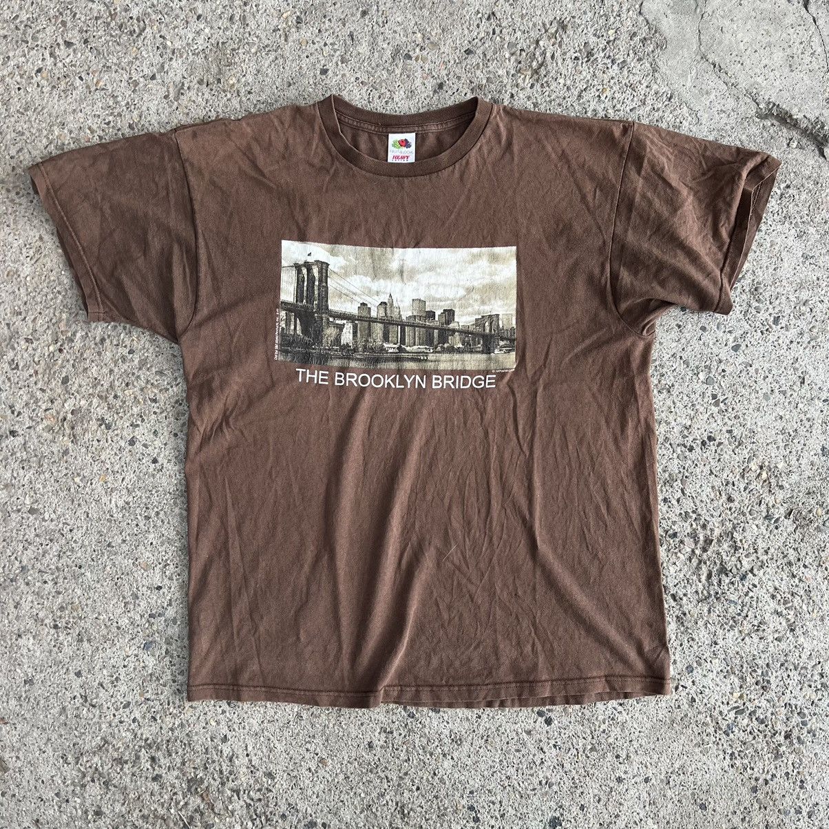 Jerzees × Vintage Vintage 1989 Brooklyn Bridge Skyline Crewneck Raspberry Pink Size US XL / EU 56 / 4 - 1 Thumbnail