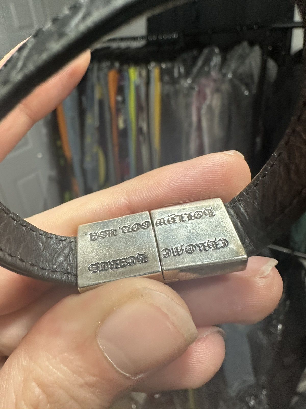 Chrome Hearts Flat Silver & Leather Bracelet Size ONE SIZE - 11 Thumbnail