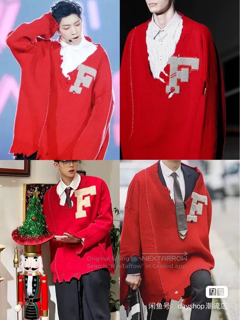 Raf Simons Raf Simons Men's red sweater Size US S / EU 44-46 / 1 - 4 Thumbnail