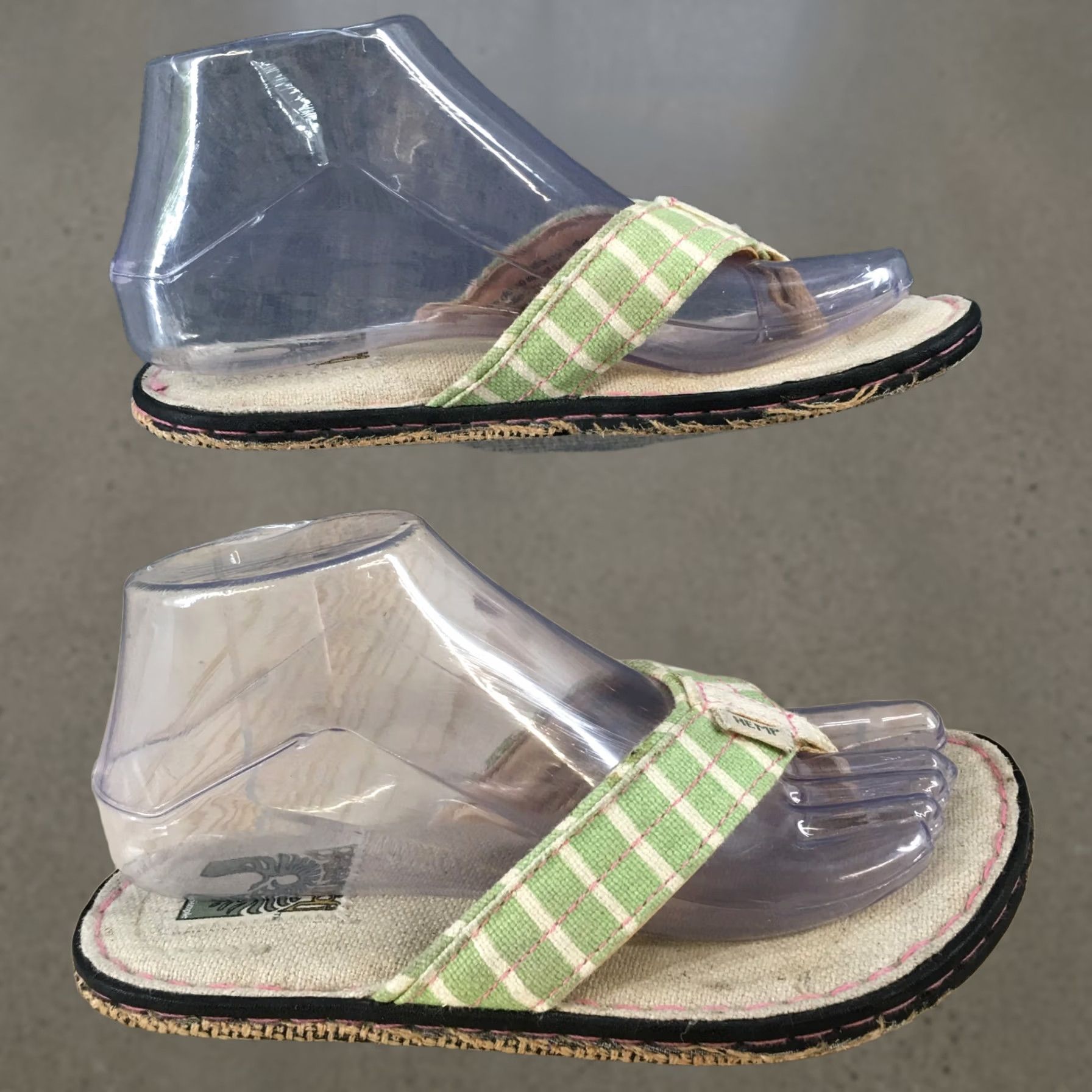 Vintage Simple Sandals Green Toe Womens 37 Casual Slip On Hemp Flip Flops Brown Sandal Women 37 Green Toe Slip On Hemp Thong Flip Flops Brown Size US 7 / IT 37 - 1 Thumbnail