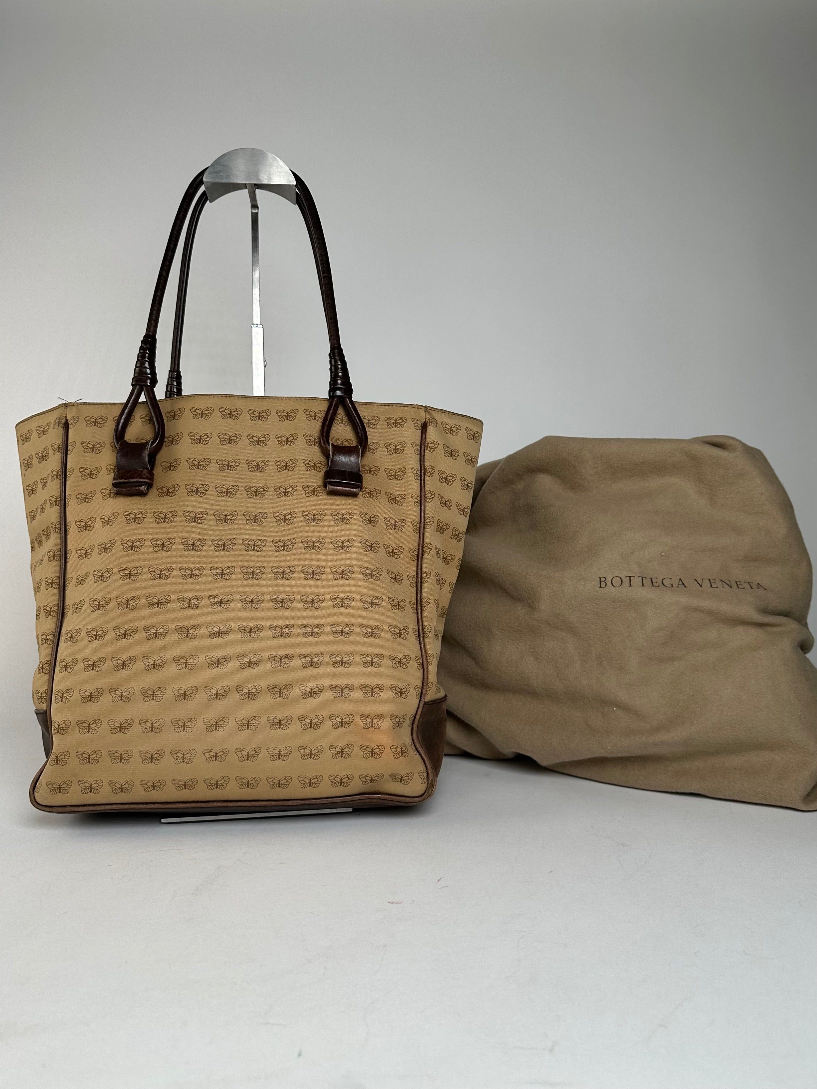 Bottega Veneta Vintage Butterfly Monogram Tote Bag Camel Brown Size ONE SIZE - 1 Thumbnail