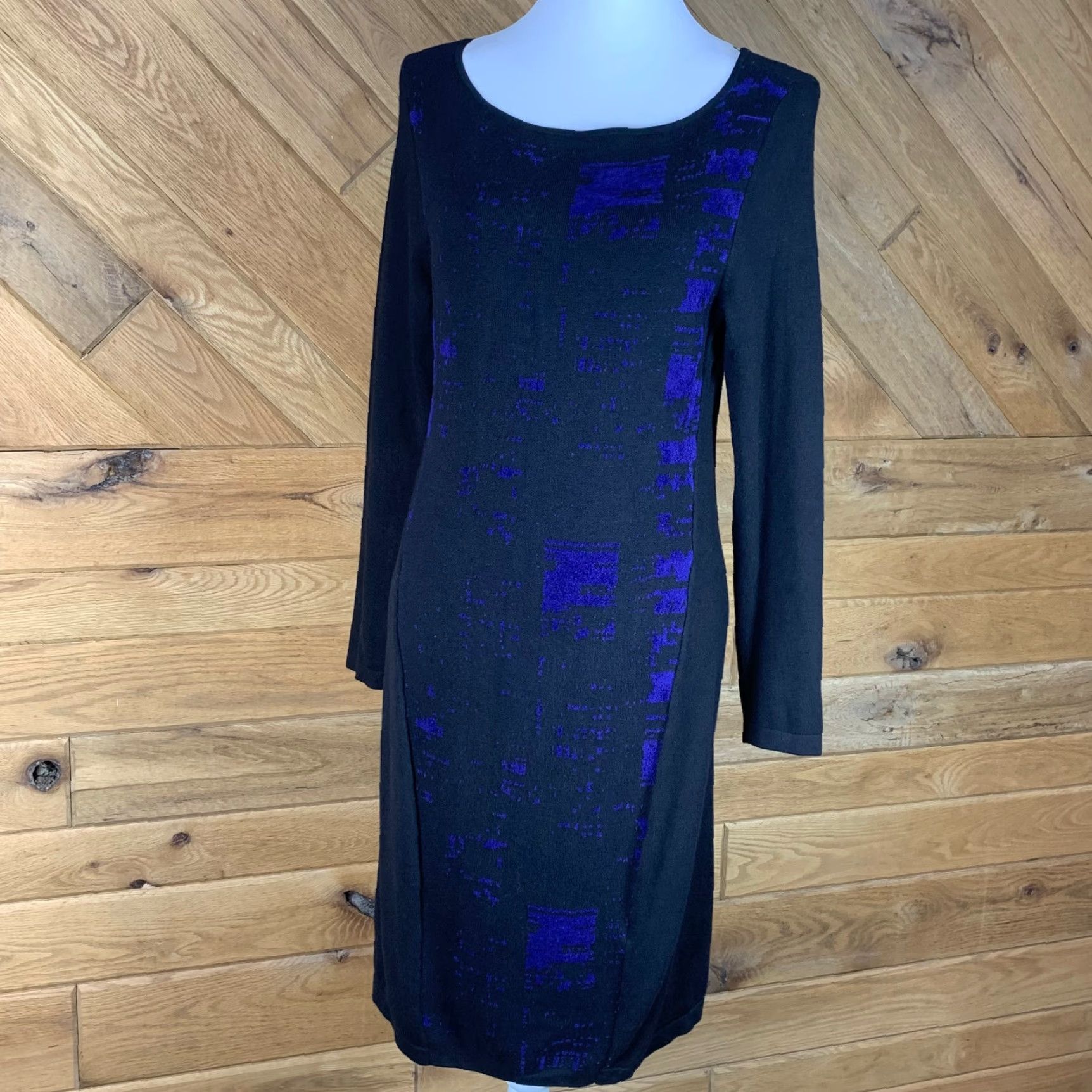 Elie Tahari Elie Tahari for Design Nation Women Size L Sheath Dress Knit Business Black Blue Size L / US 10 / IT 46 - 7 Thumbnail