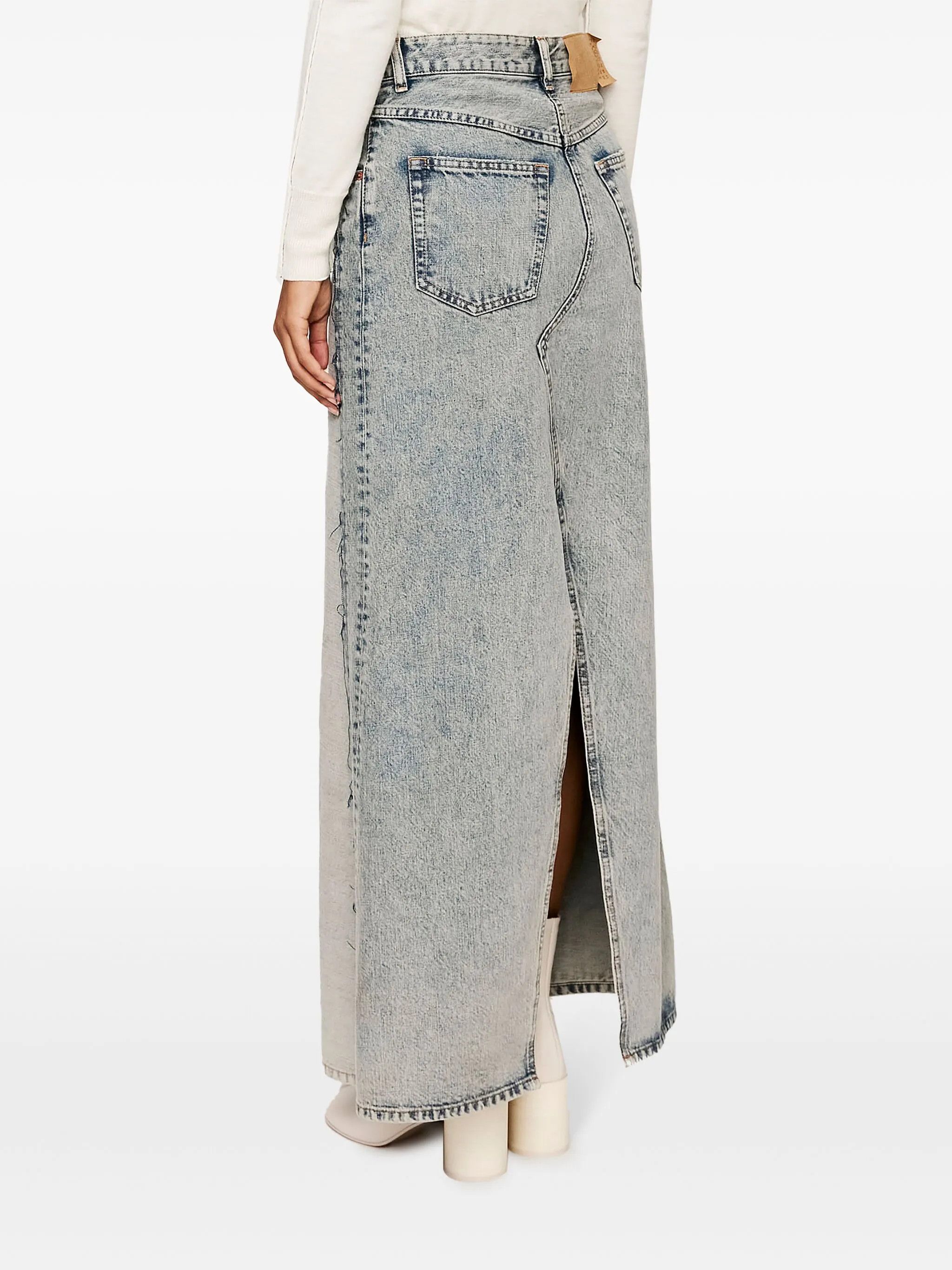 Maison Margiela oc11z0925 Slit Denim Maxi Skirt in Light Blue Size 30" / US 8 / IT 44 - 5 Thumbnail