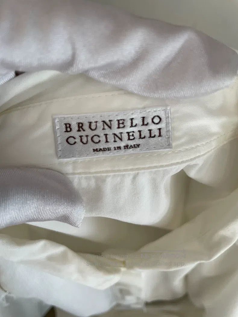 Brunello Cucinelli Brunello Cucinelli White Beaded Cotton Shirt Size M / US 6-8 / IT 42-44 - 3 Thumbnail