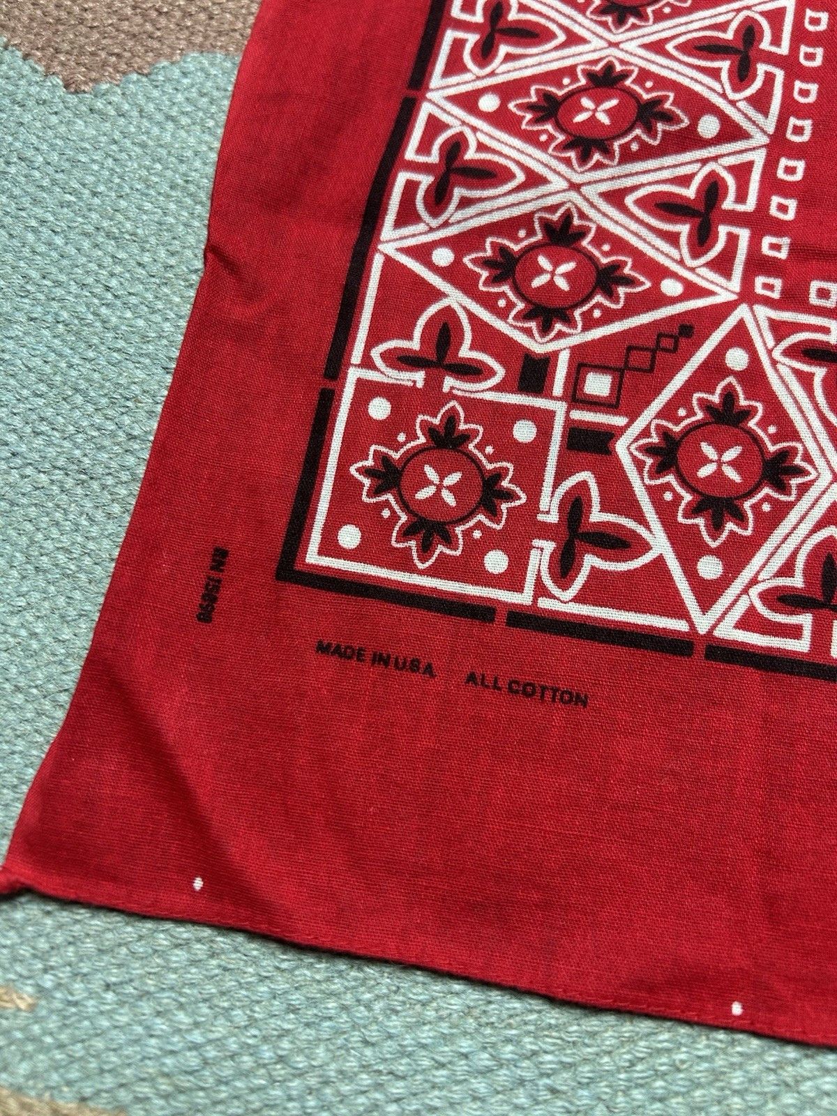 Vintage Vtg cotton bandana handkerchief geometric workwear made USA Size ONE SIZE - 2 Thumbnail