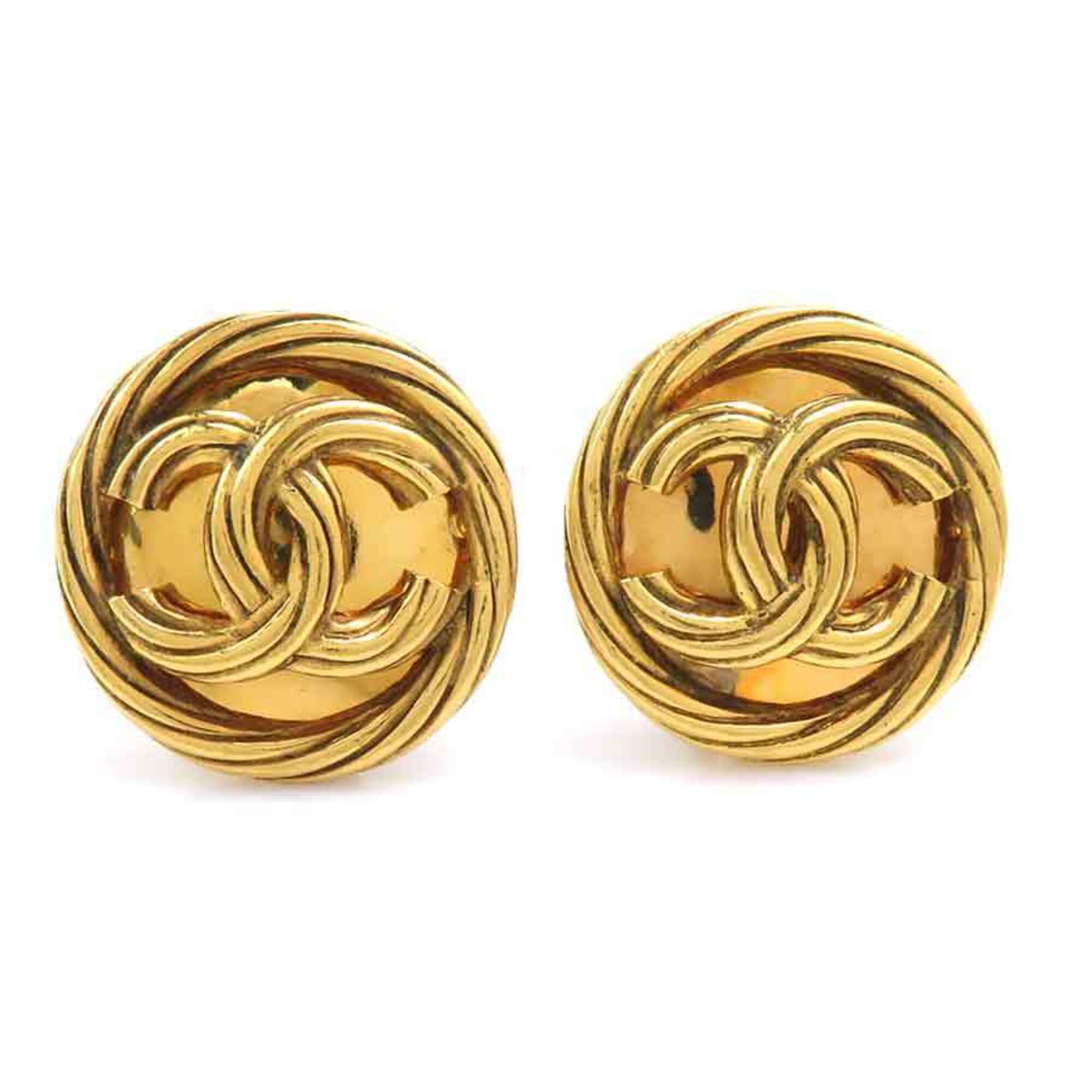 Chanel Chanel earrings, Coco Mark design, metal, gold, women's, e61809a Size ONE SIZE - 1 Thumbnail