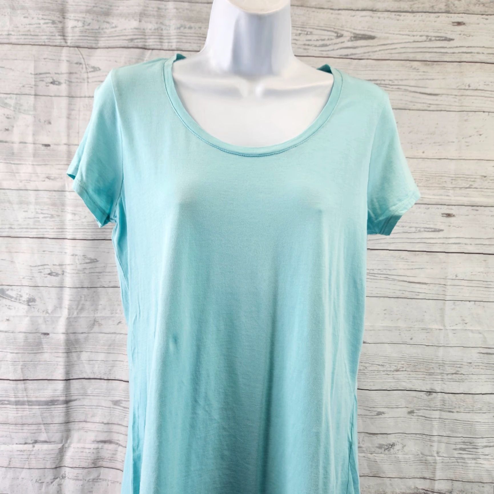 J. Jill Pure Jill Womens Scoop Neck Elliptical Tee XS Solid Blue Cotton T-Shirt Womens XS Short Sleeve Size XS / US 0-2 / IT 36-38 - 2 Thumbnail