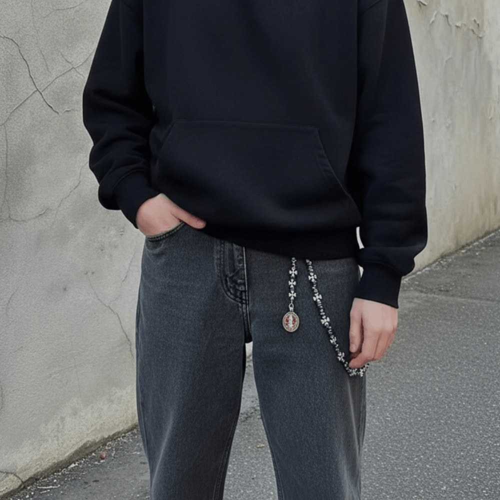Jewelry Metal Cross Wallet Chain,Y2K Jeans Chain,Gothic Pants Chain Size ONE SIZE - 8 Thumbnail