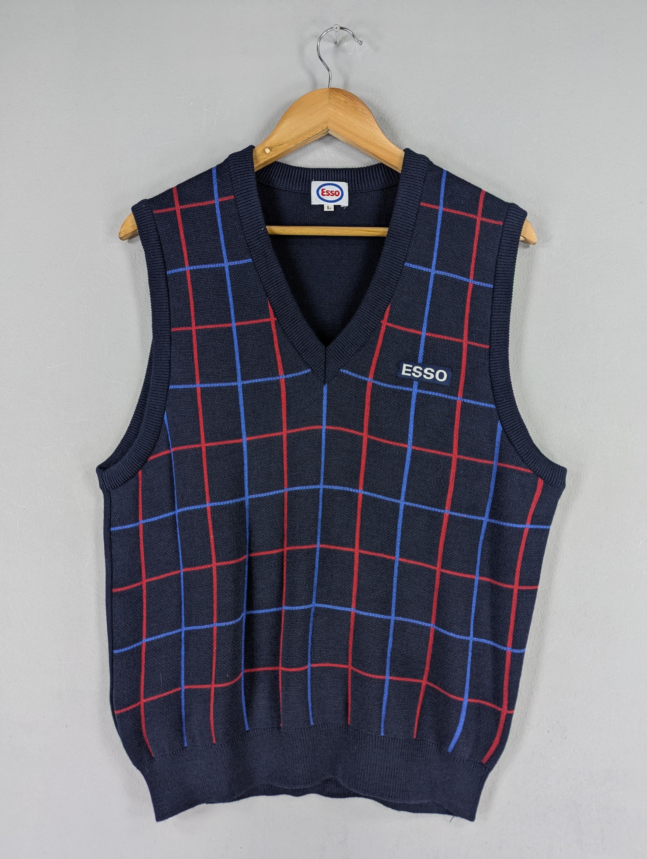 Japanese Brand Vintage 90s Esso Oil Acrylic Vest Jacket Size US M / EU 48-50 / 2 - 1 Thumbnail