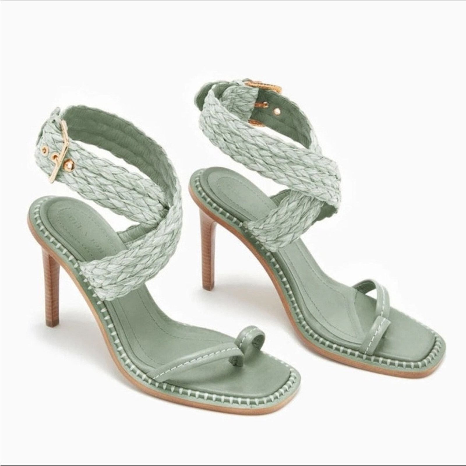 Ulla Johnson NWB Ulla Johnson $525 Lydia Raffia Heel Green Size 7 (37) Size US 7 / IT 37 - 1 Thumbnail
