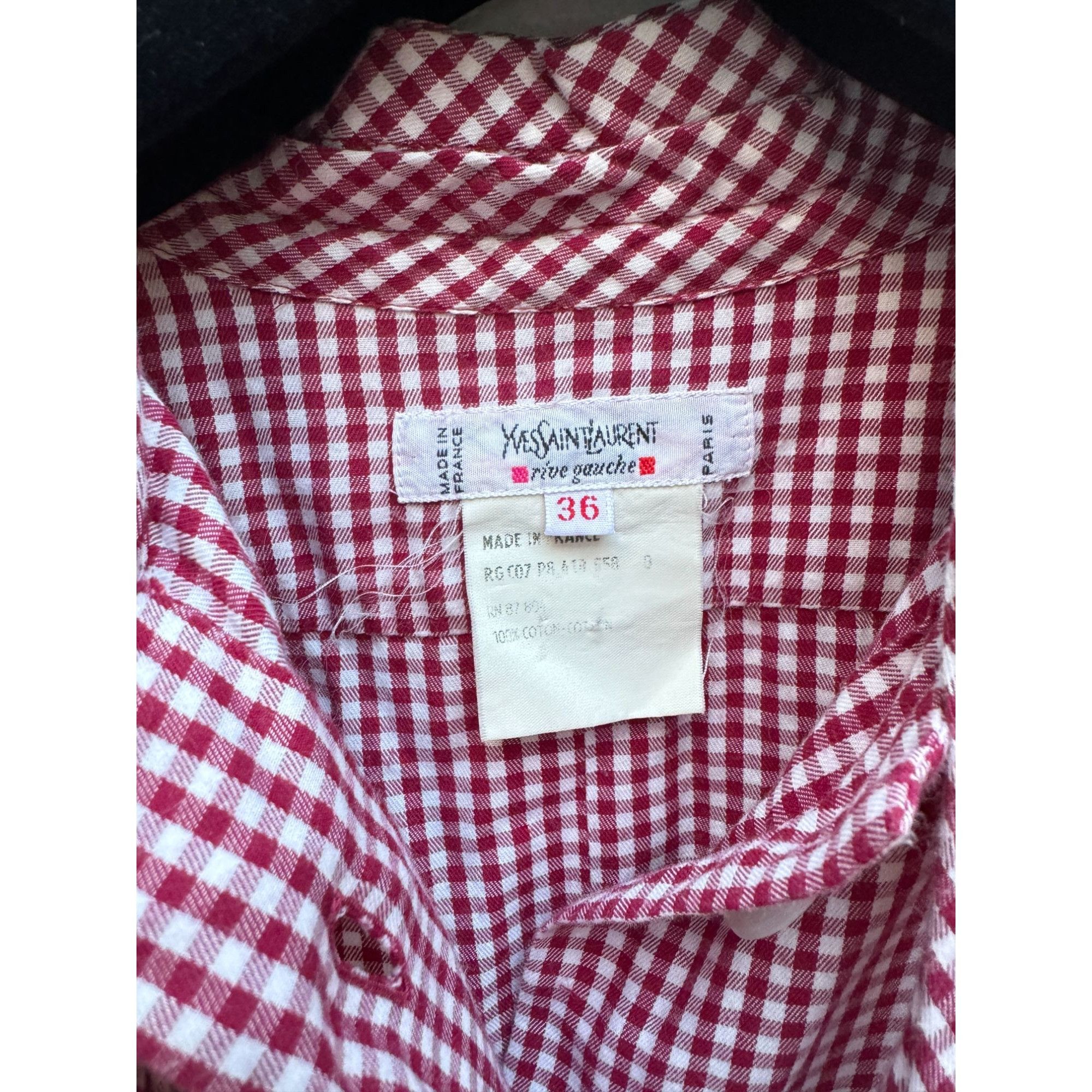 Yves Saint Laurent Vintage 1980s Red Checkered Shirt Size S / US 4 / IT 40 - 5 Thumbnail