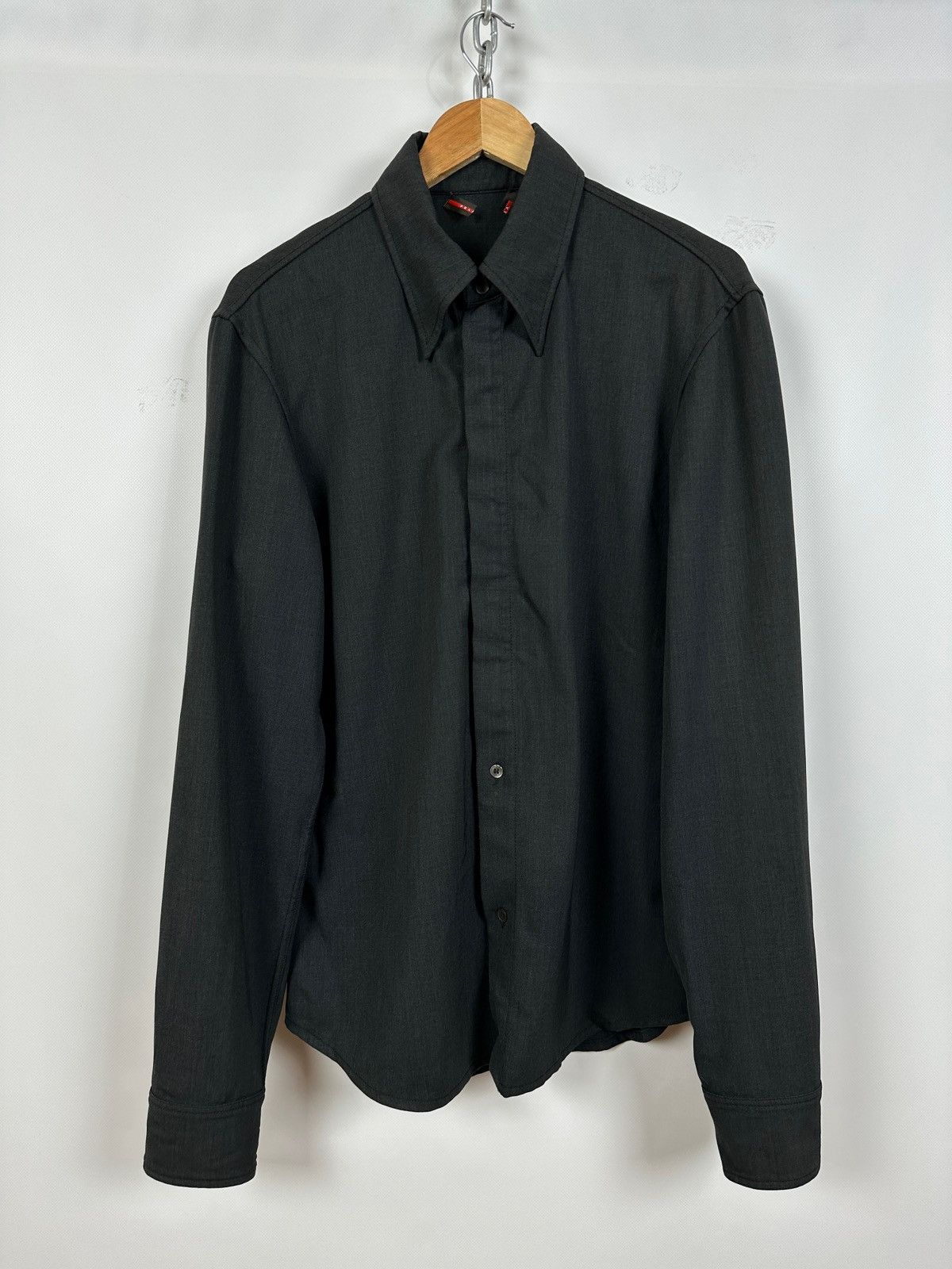 Prada Vintage Prada Technical Zip/Button Wool Shirt Size US L / EU 52-54 / 3 - 4 Thumbnail