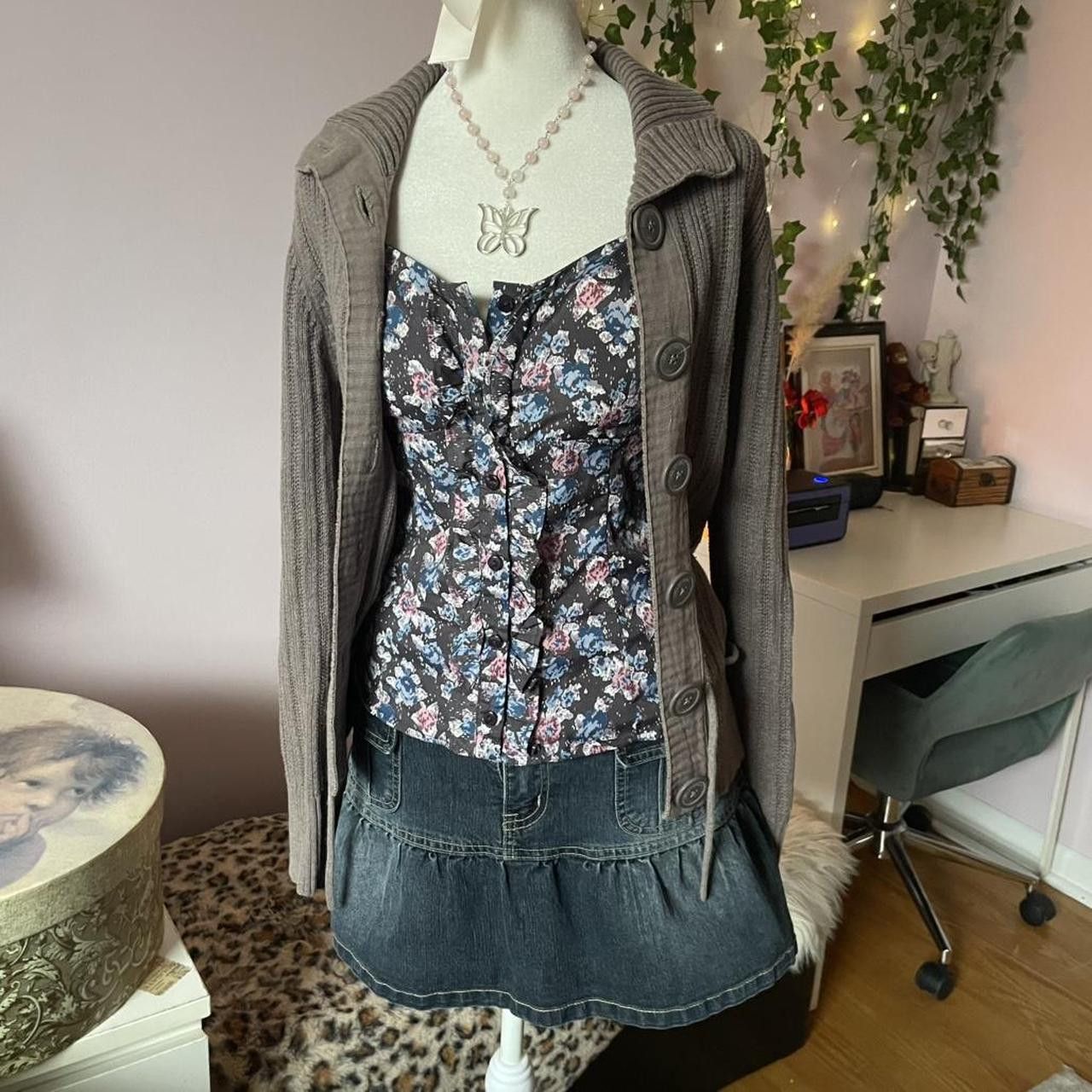 H&M 2000s brown button up cableknit cardigan Size S / US 4 / IT 40 - 3 Thumbnail