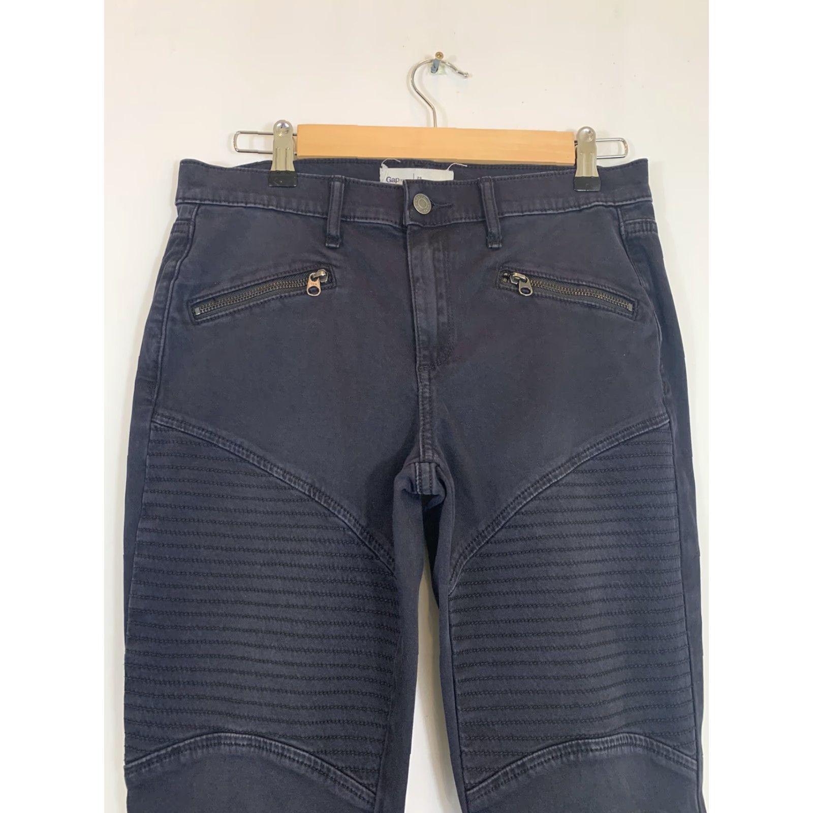 Gap VINTAGE Gap Womens Jeans Skinny Black Moto Denim Pockets Zipper 29 Size 29" - 5 Thumbnail
