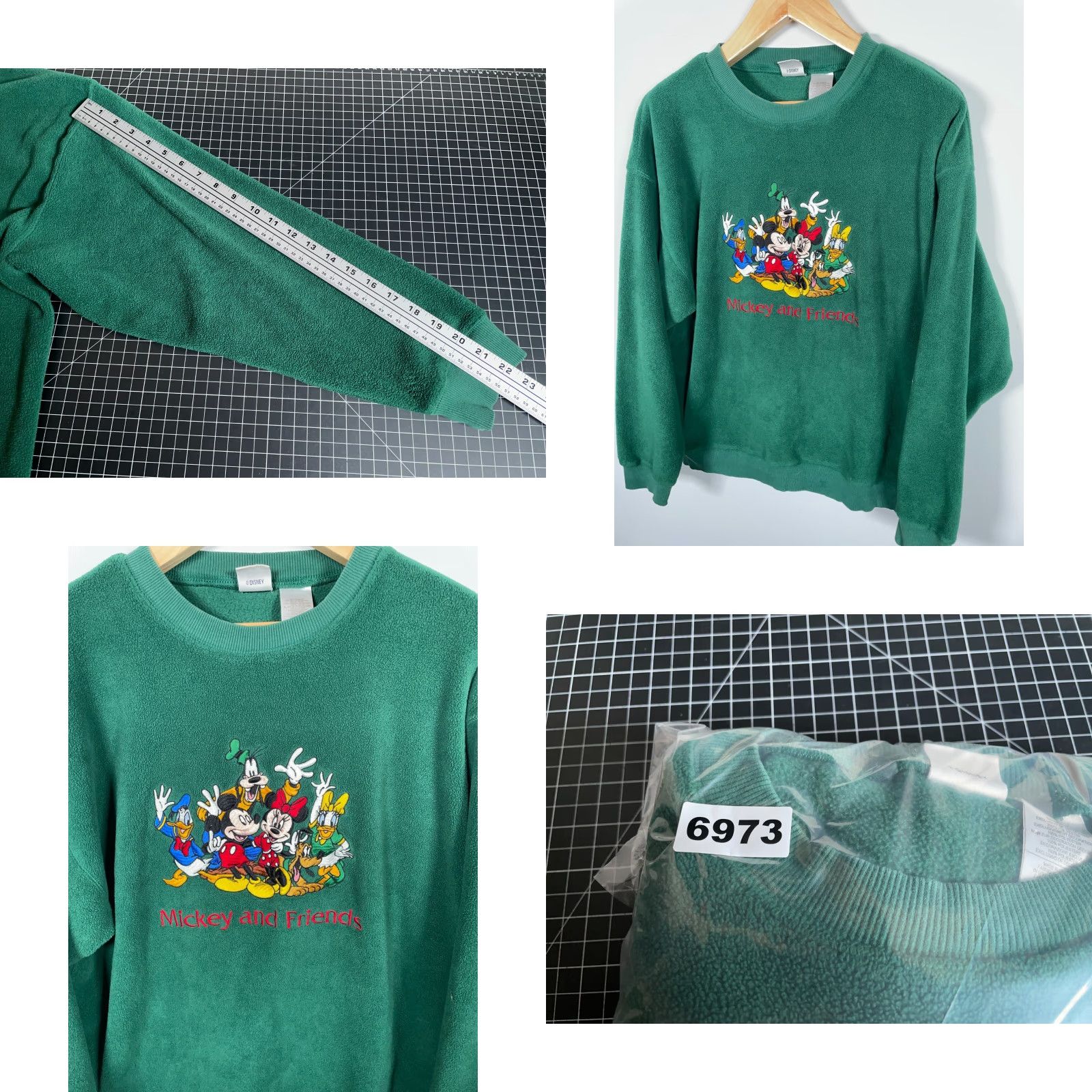 Disney VINTAGE Disney Mickey Mouse & Friends Fleece Sweatshirt Men Large Green Embroidered Size US L / EU 52-54 / 3 - 8 Thumbnail