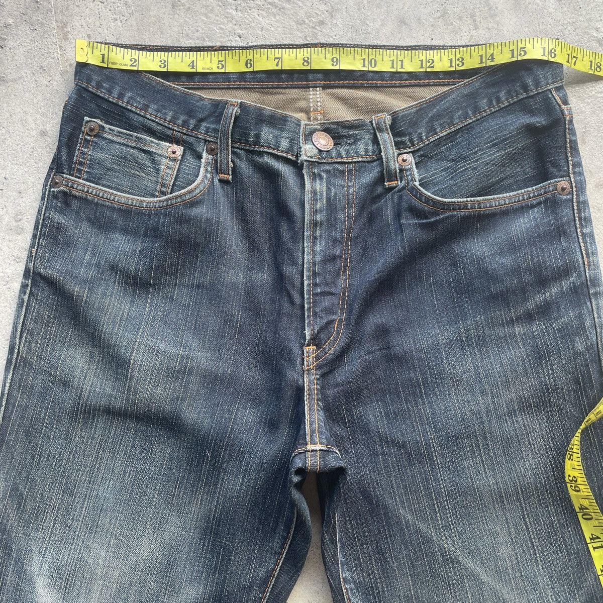 Edwin × Japanese Brand × Jean Vintage Edwin Made In Japan Dark Blue Faded Jeans Pants W33 Size US 33 - 5 Thumbnail