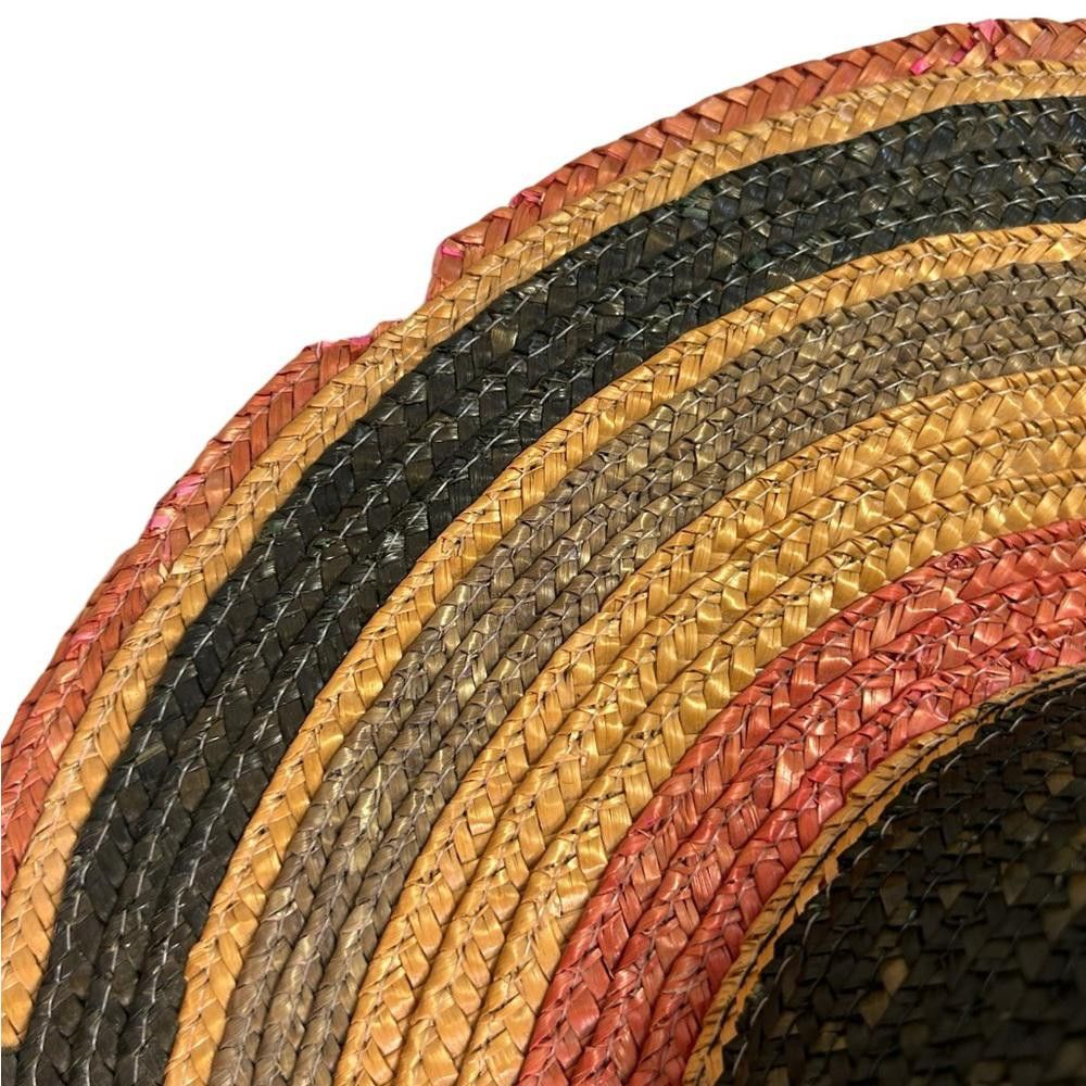Designer Multicolor Striped Straw Summer Hat Size ONE SIZE - 4 Thumbnail