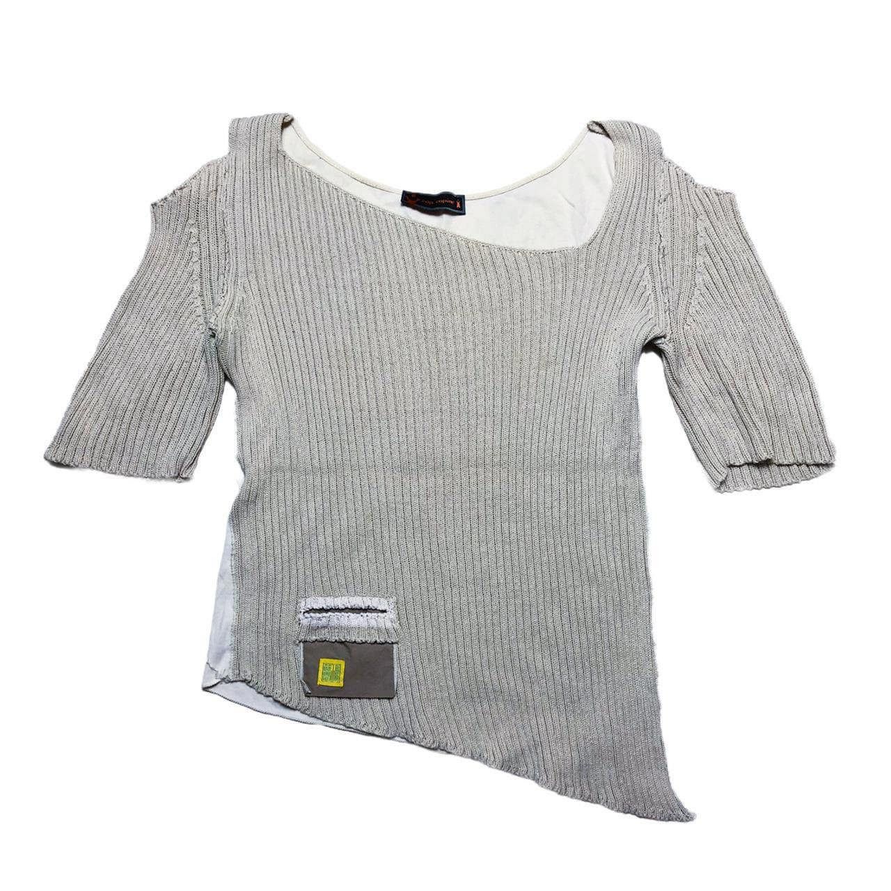 Cop Copine The Cop Copine Ribbed Asymmetrical Sweater Beige Size ONE SIZE - 1 Thumbnail