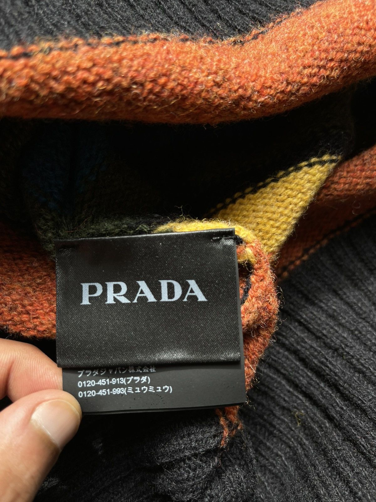Prada Prada 2018 Black Oversized Sweater With Colourful Stripes Size US L / EU 52-54 / 3 - 12 Thumbnail