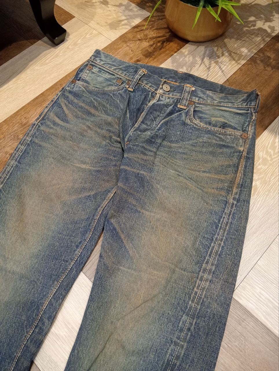 Warehouse BLUE & GRAY BY WAREHOUSE JAPAN WASHED BLUE SELVEDGE DENIM Size US 33 - 5 Thumbnail
